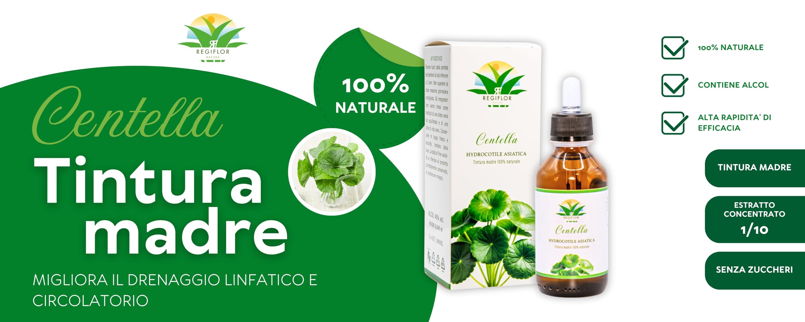 Tintura Madre di Centella - Hydrocotyle Asiatica - 100% Naturale, 100ml con Contagocce - Integratore alimentare - Integratore a base di Hydrocotyle Asiatica