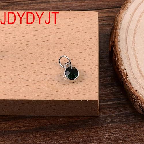 Miniatura 9 de YJT 12 dijes de piedra natal para pulseras, collares, joyería, cristal de plata para mujeres y niñas, 0.236 pulgadas, Plata, Circonita Cúbica