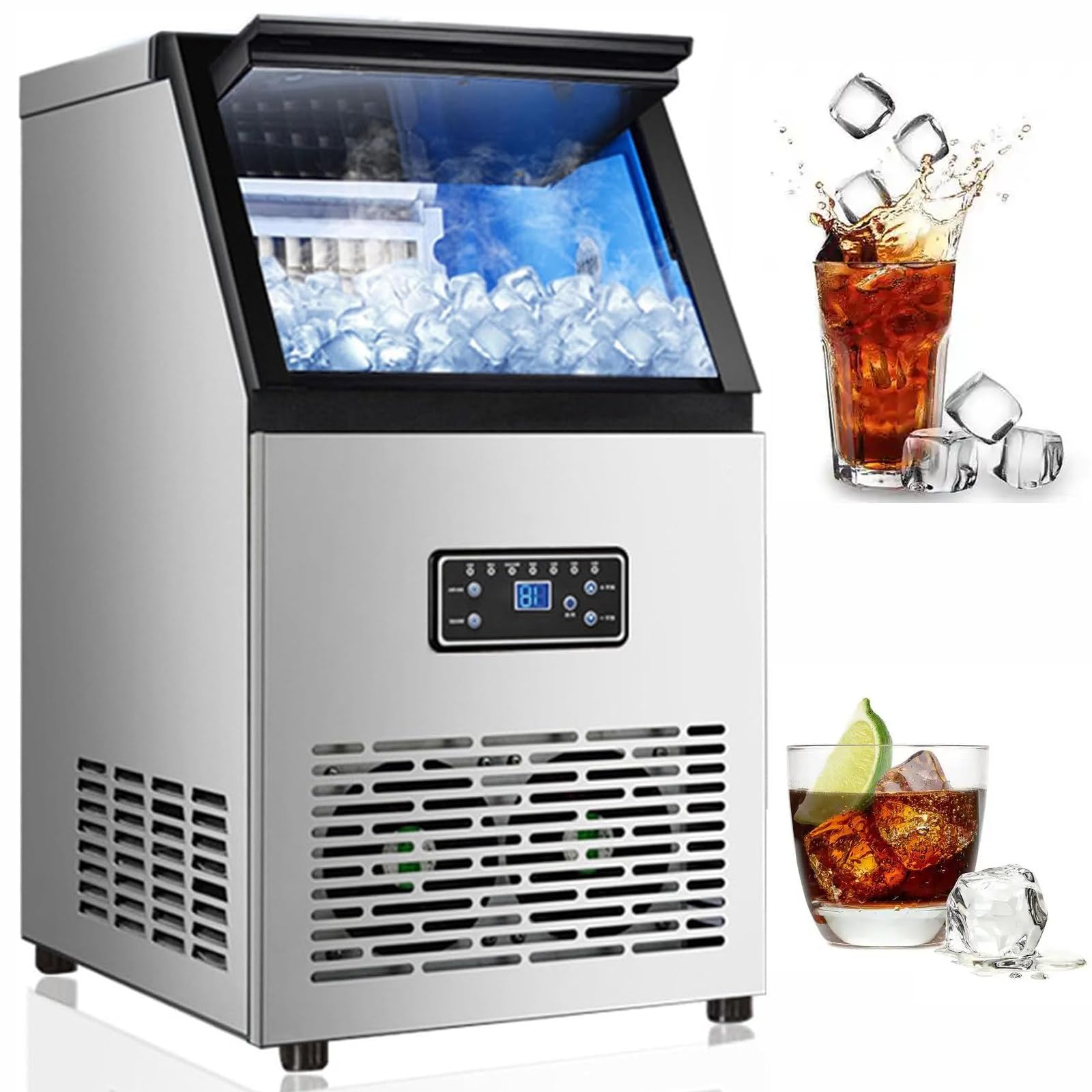 DPQYJPP Commercial undercounter ice maker,freezer clear ice cube maker 50kg