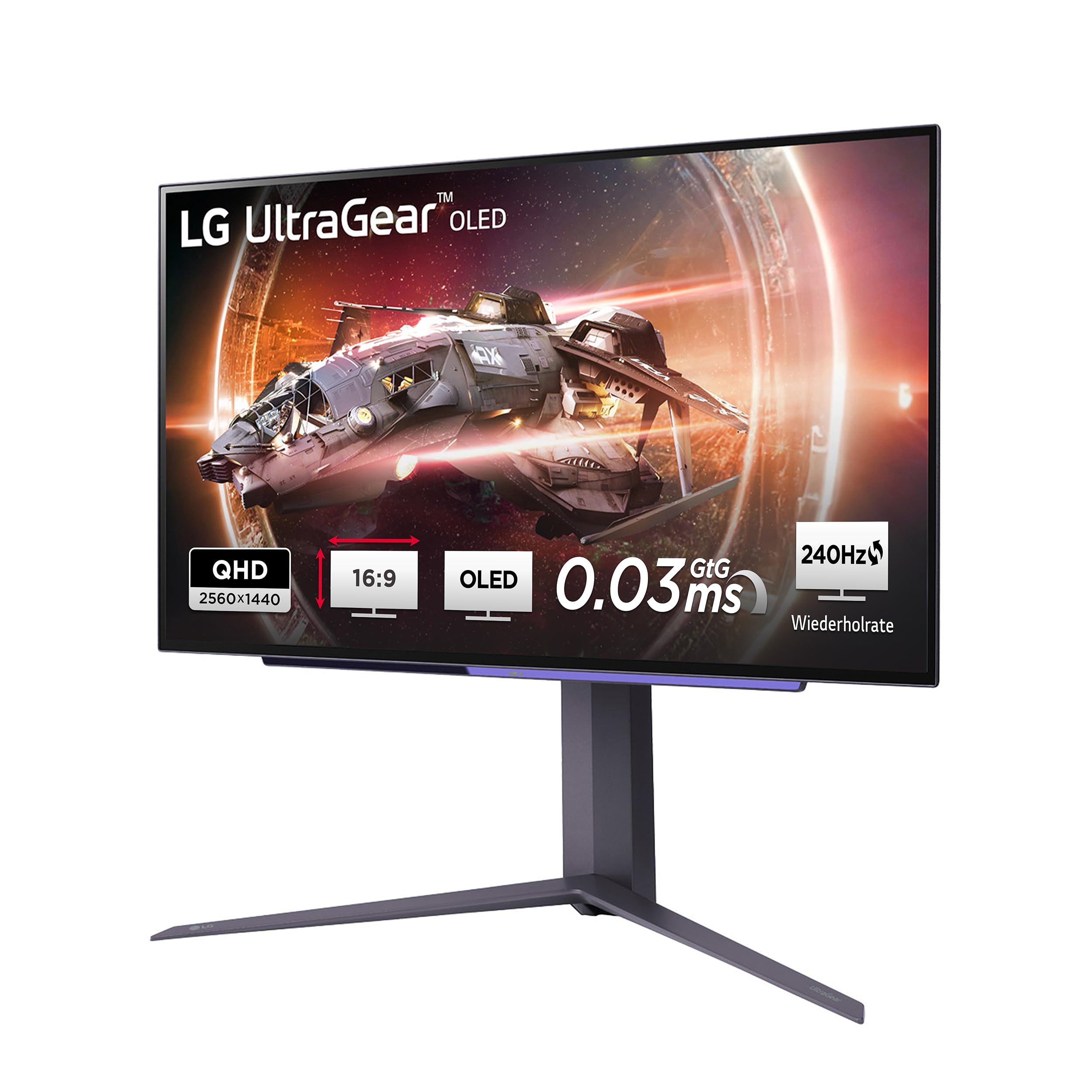LG Ultragear™ 27GS95QX-B.AEU (27 Zoll) WQHD OLED Gaming-Monitor, 240Hz, AMD FreeSync™ Premium, DisplayHDR™ True Black 400, 2X HDMI 2.1, Schwarz