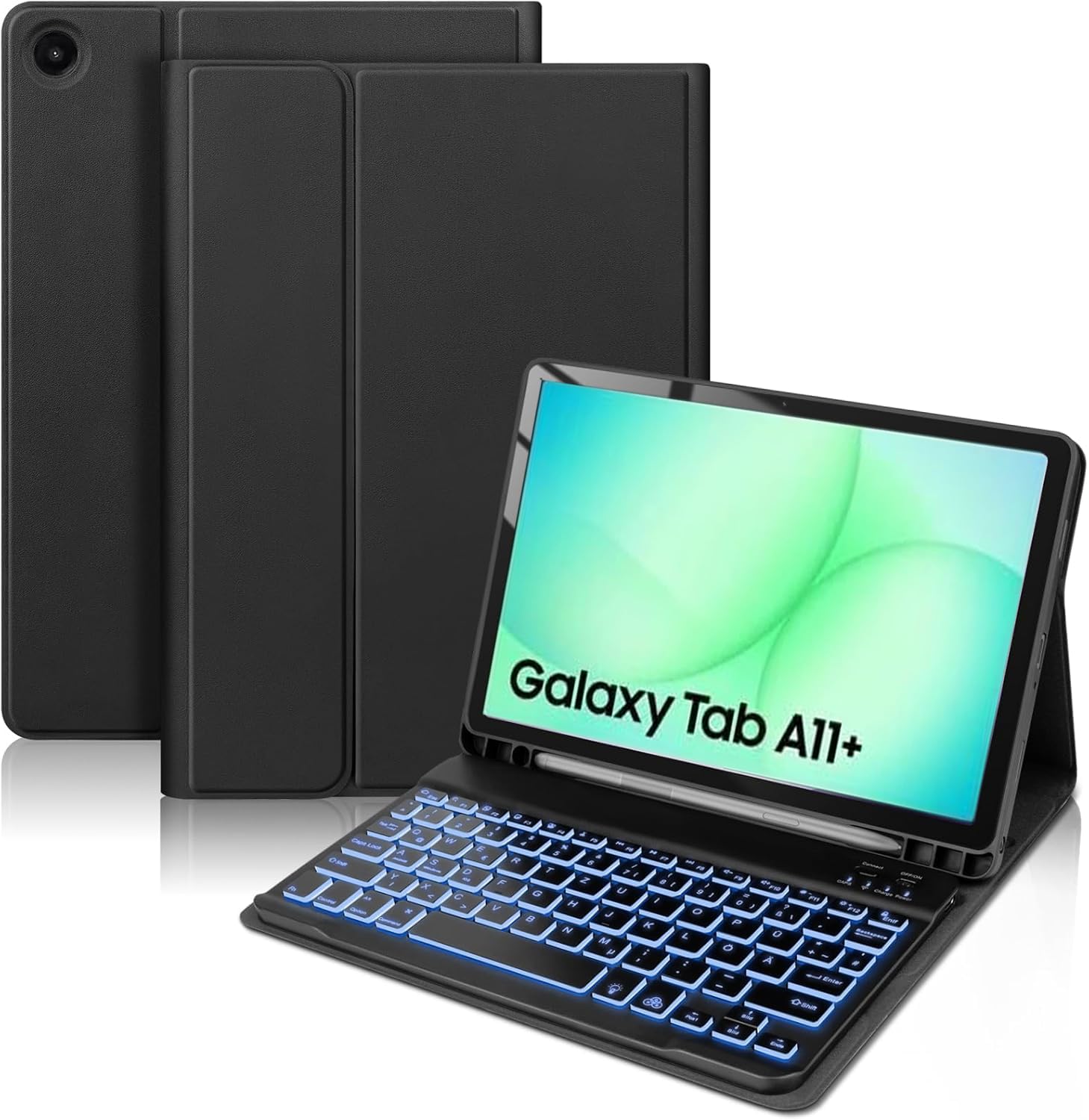 KTOITION Tastatur Hülle für Samsung Galaxy Tab A9 8,7 Zoll 2023, Slim Case mit Bluetooth Tastatur für Samsung Tablet A9, Abnehmbare Tastaturhülle mit Stifthalter für Samsung Galaxy Tab A9