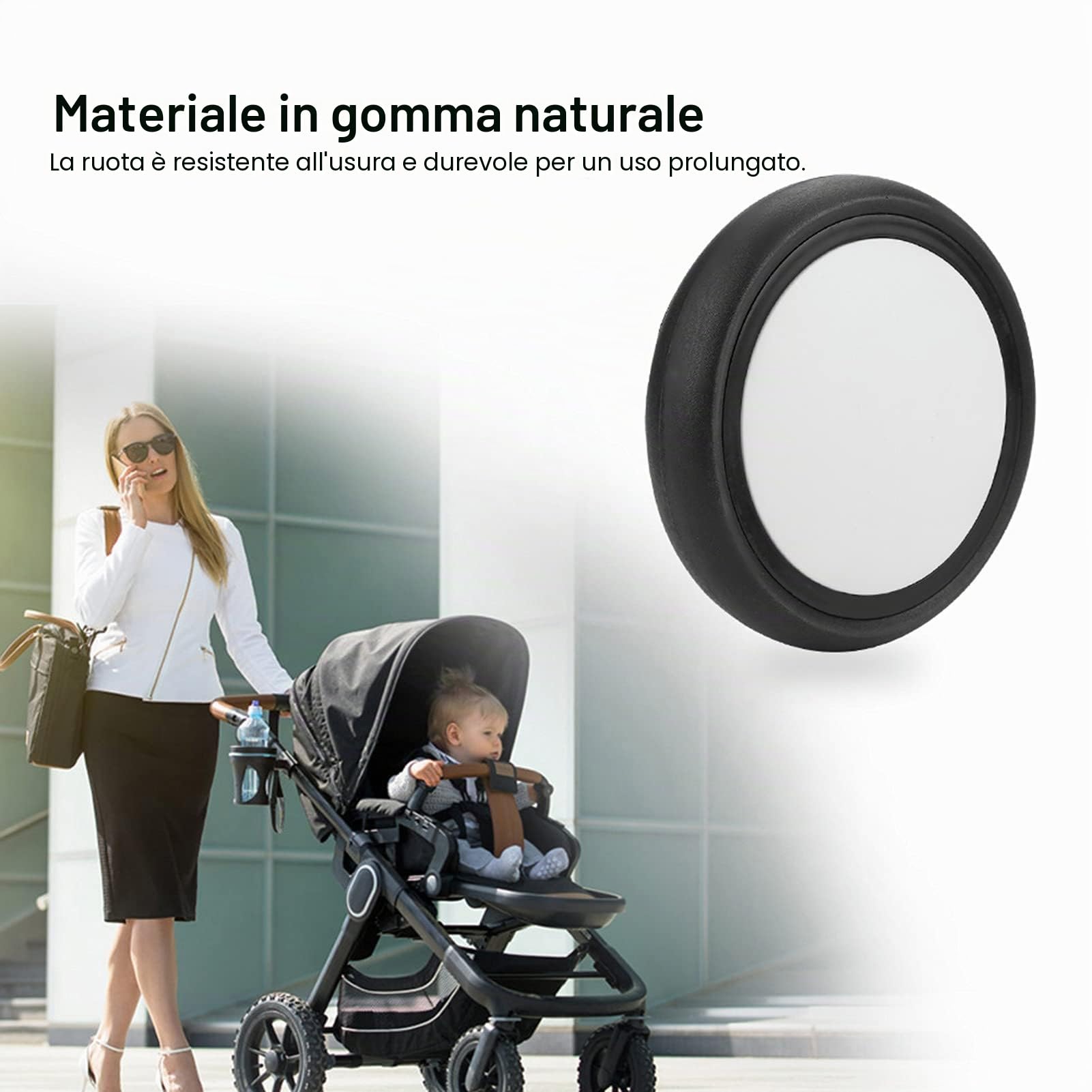 Ruote di ricambio per passeggino, ruote anteriori/posteriori per passeggino, rotazione a 360 gradi, durevoli e resistenti all'usura per passeggino Yoyo Yoya, (un paio di ruote posteriori.)