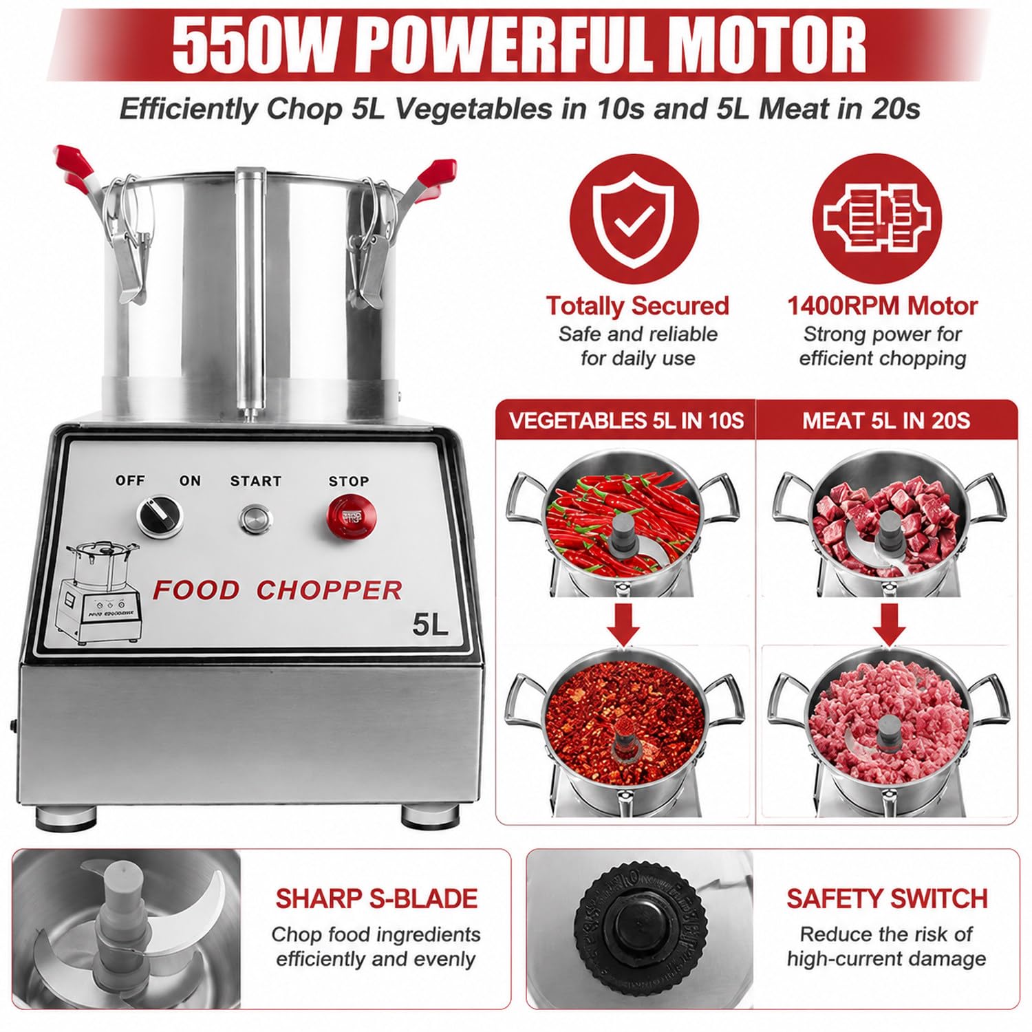 Robot culinaire Professionnel en Acier Inoxydable 7L
