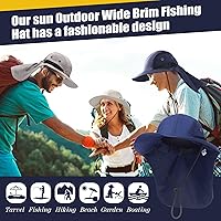 Vista 18 de Therwen 6 sombreros de sol unisex para hombres y mujeres, sombrero de safari de ala ancha, protección solar UV con solapa para el cuello