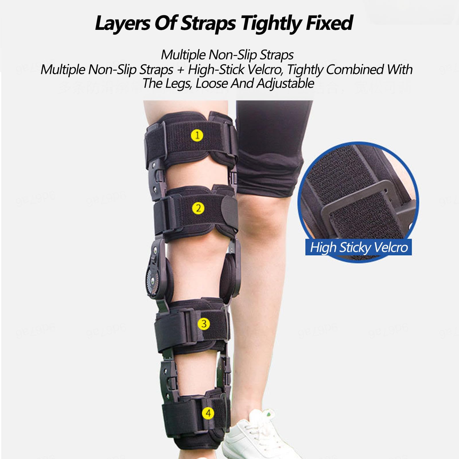 Rodillera con Bisagras para Dolor de Rodilla,Soporte Inmovilizador de Rodilla Ajustable con Estabilizadores,Rodillera Ortopédica de Bloqueo Postoperatorio para ACL,Desgarro de Menisco,MCL