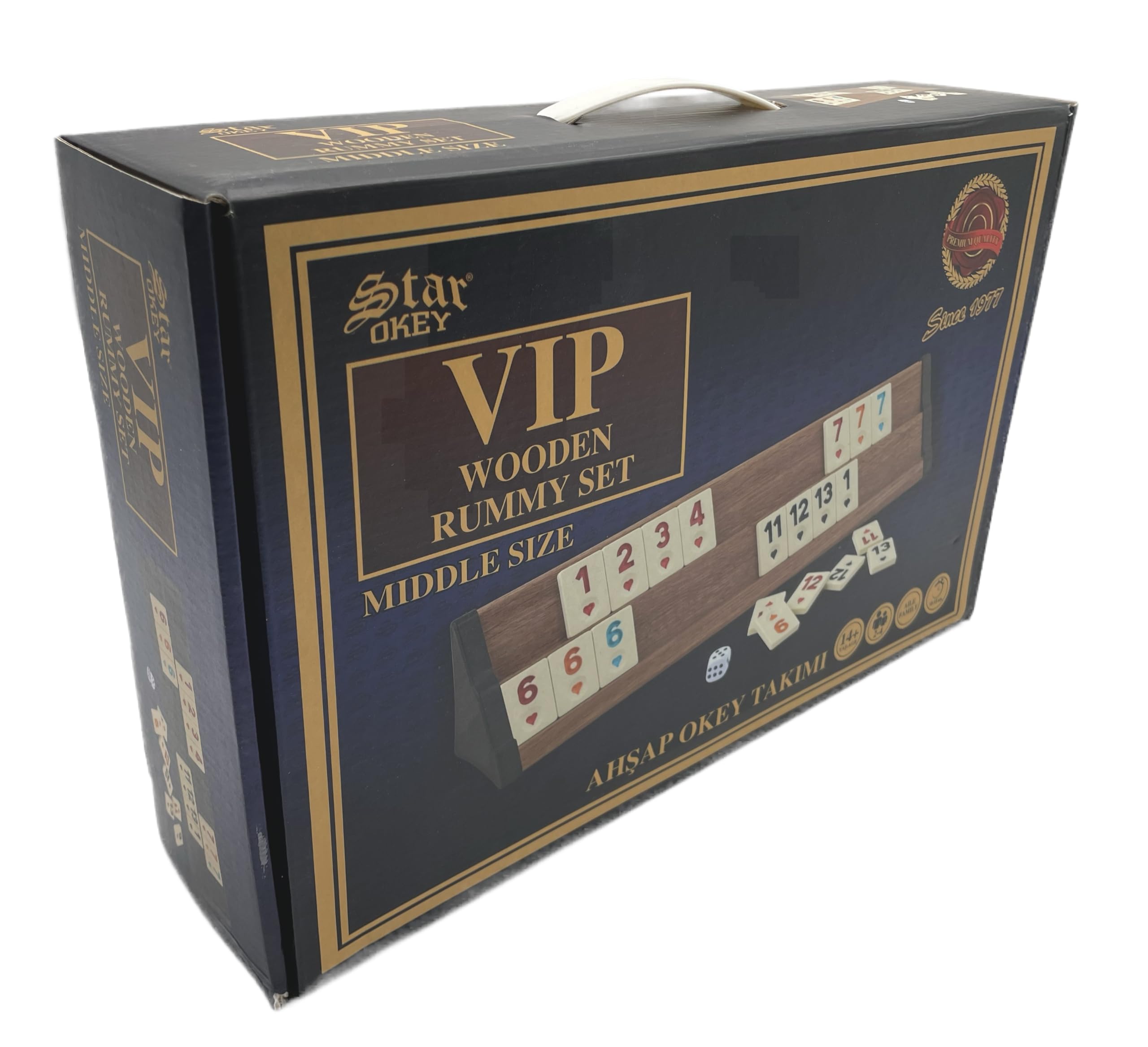 Star Game-Rummy Romme Okey Set de viaje de madera (mediano 36,0 x 9,0 x 7,0 cm)