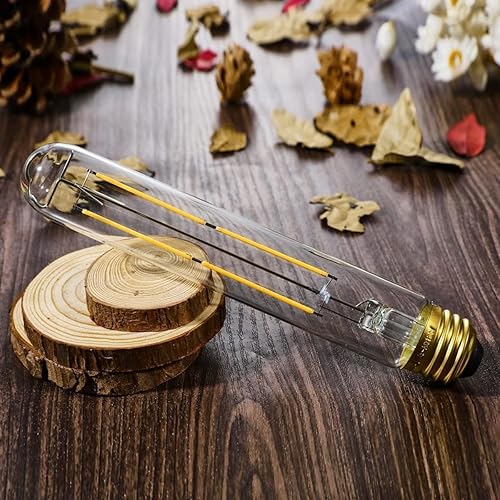 Miniatura 7 de Leools Bombilla E26 regulable de 8 W, igual a 75 W, bombilla LED AC120V Edison de 75 W, 800 lúmenes, bombilla LED T10 para colgante rústico, tubo