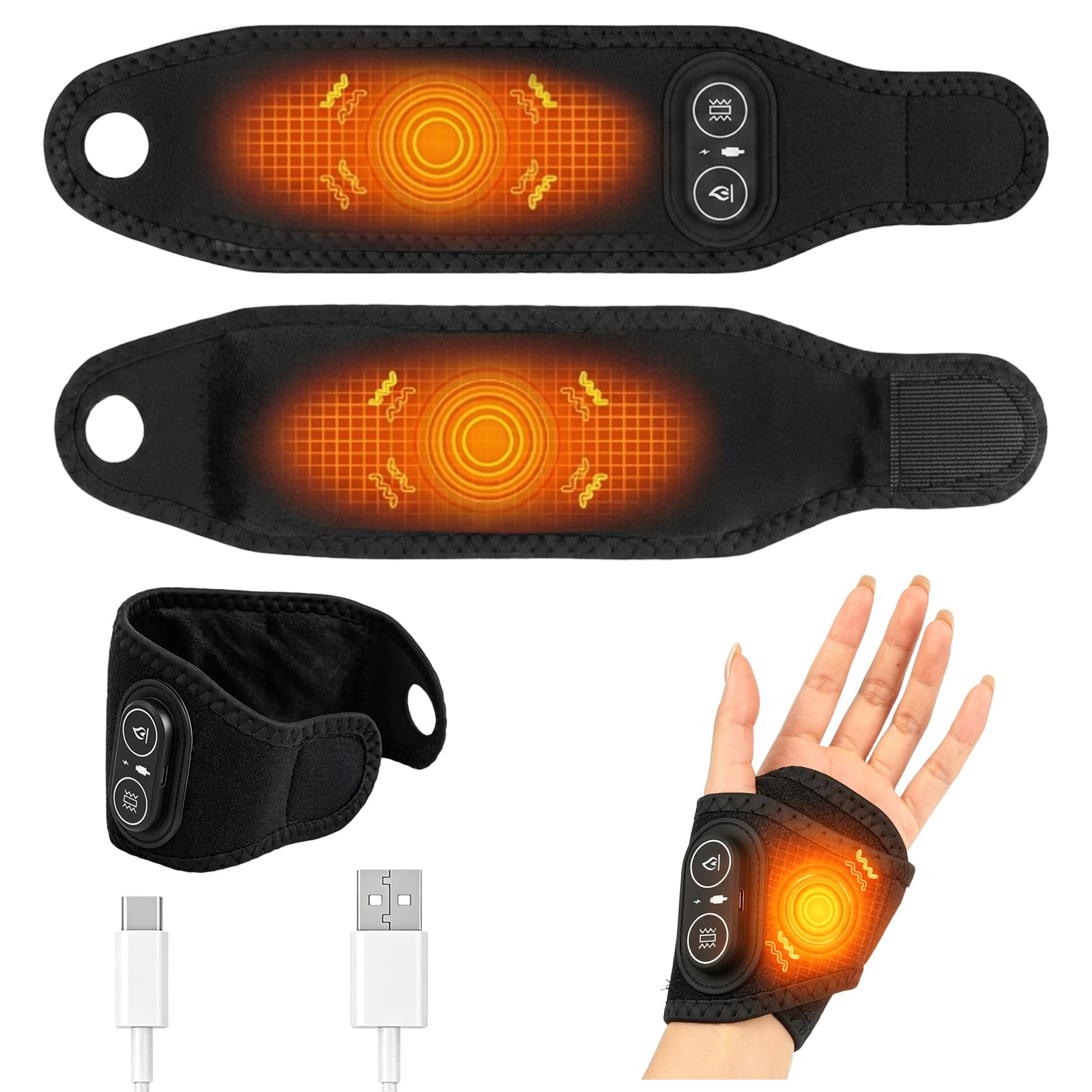 Handgelenk Massagegerät - Elektrische Handmassagegeräte, Hand Massagegerät mit wärmefunktion und vibration, Handgelenk Bandagen, linderung Sehnenscheidenentzündung Handgelenk, für Linke Rechte Hand