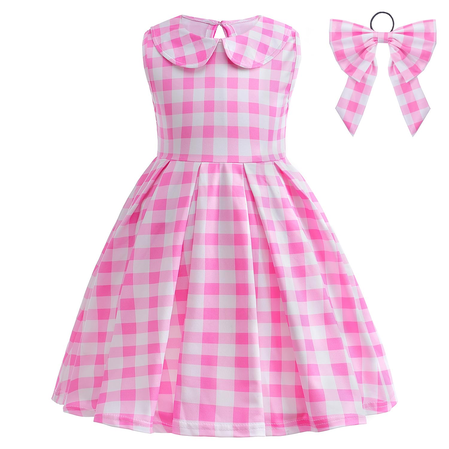 Yalla BabyGirls Costume Pink and White Dress for Kids Girls Movie Dress Up with Free Hairband - 90-140 cm 2-11 Years Birthday Party Halloween Cosplay Outfits