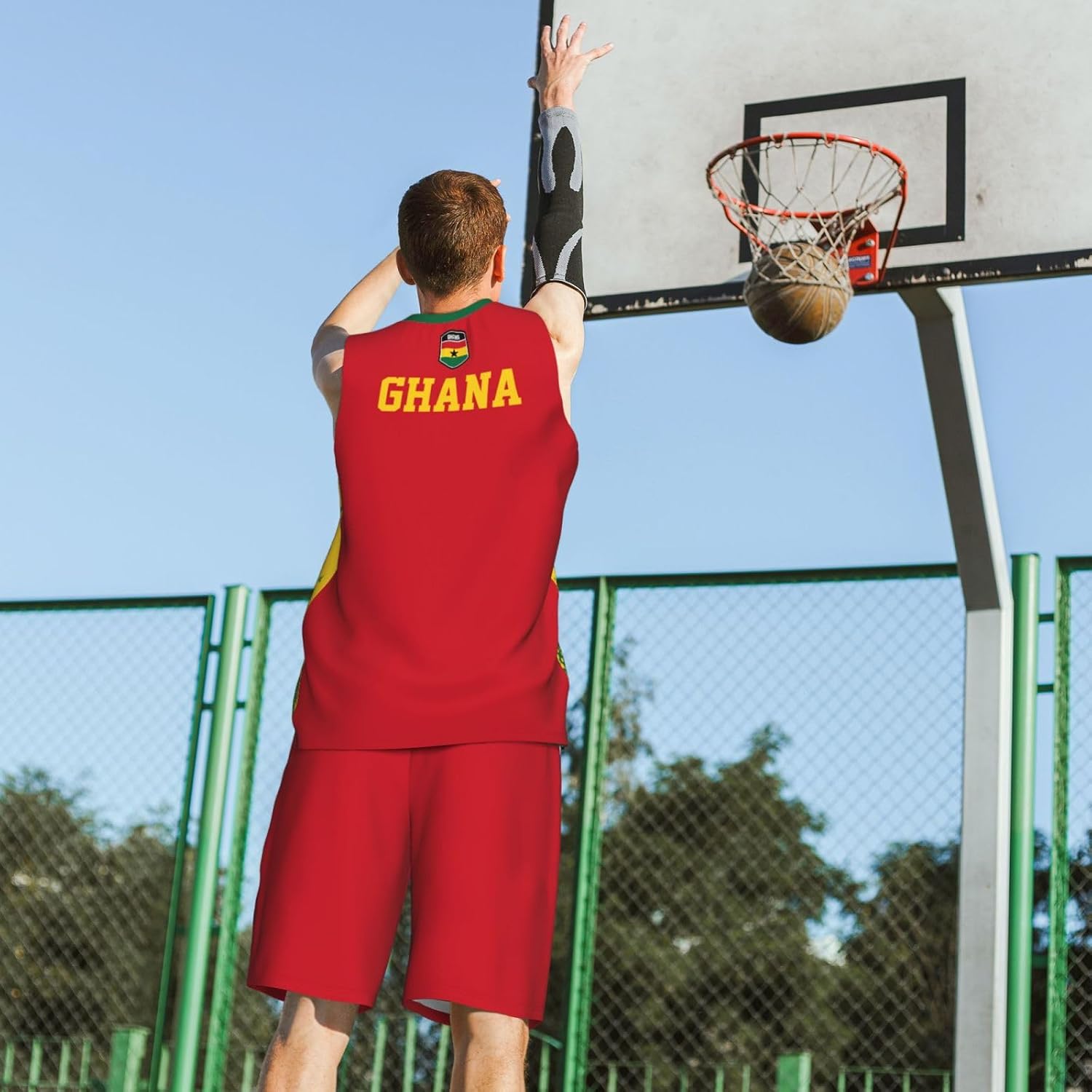 Ghana Flag Grain (1) Basketball Jersey Uniform Suit for Men Women Adults Training Athletic Set