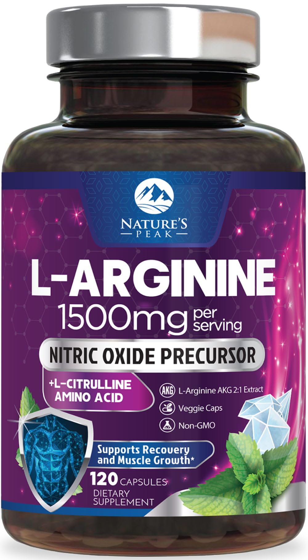L-Arginine 1000mg - 3X Strength L Arginine Supplement with L-Citrulline - Complete Pre Workout Nitric Oxide Booster - Powerful Energy & Muscle Support for Men & Women - Bottled in USA - 120 Capsules 120 Count (Pack of 1)