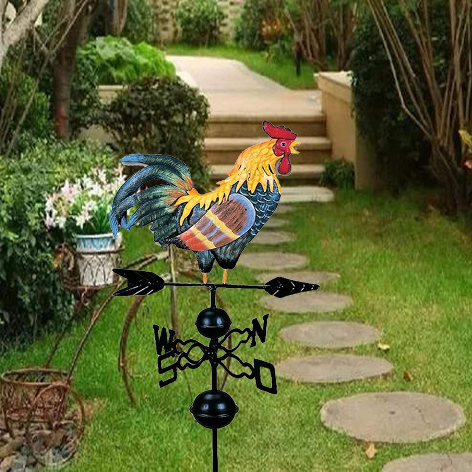 Rooster Metal Weather Vane, Chicken Weathervane for Roof