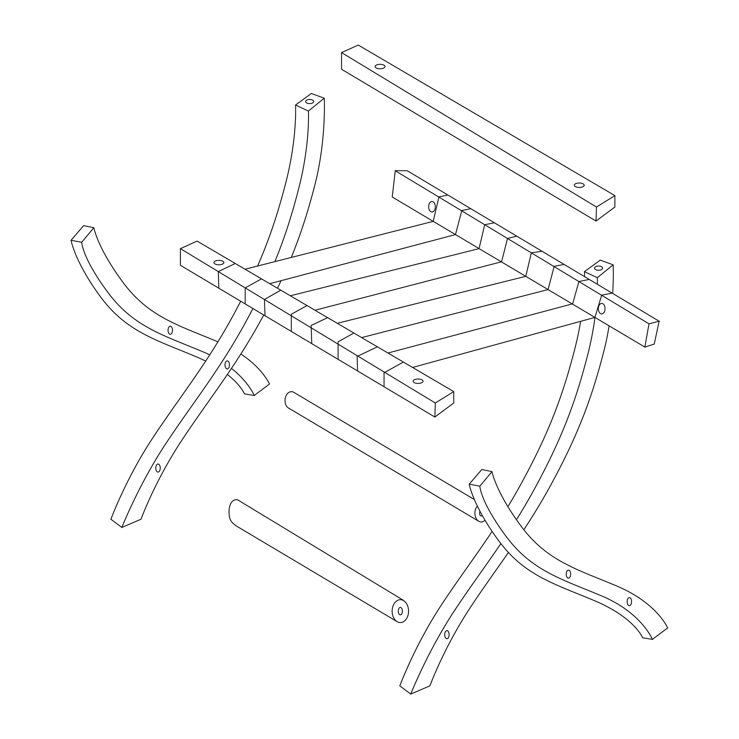 Relaxdays Portavaligie da Camera Stand Reggivaligia in Legno Pieghevole 75x60x41 cm Nero