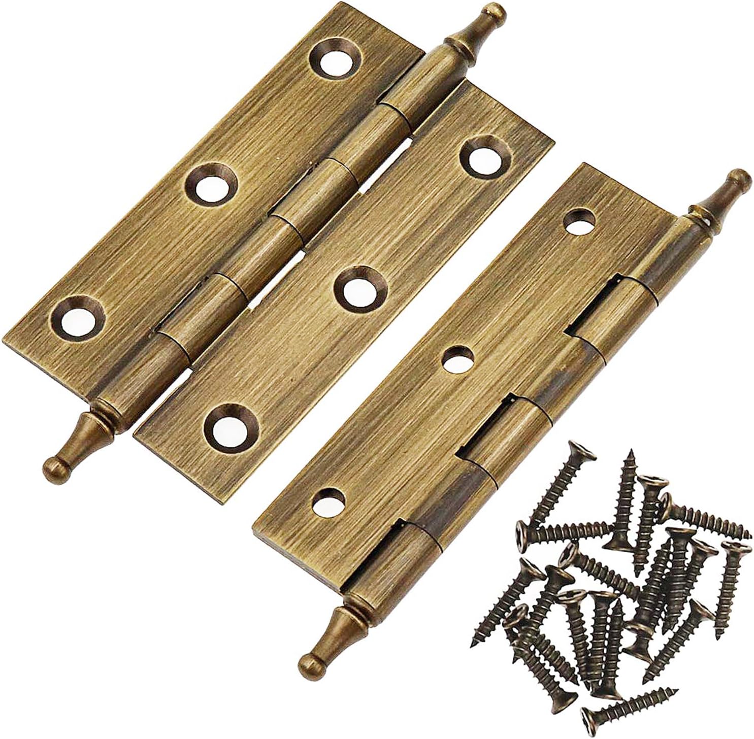 2 Inch Folding Butt Hinges 2Pcs, 2.95 Inch Shaft, Brass Cabinet Door Hinges with Ball Finials for Drawers, Wardrobes & Wooden Boxes, Antique Oil Rubbed Bronze, 1.97 x 1.54 Inch Mounting Plate
