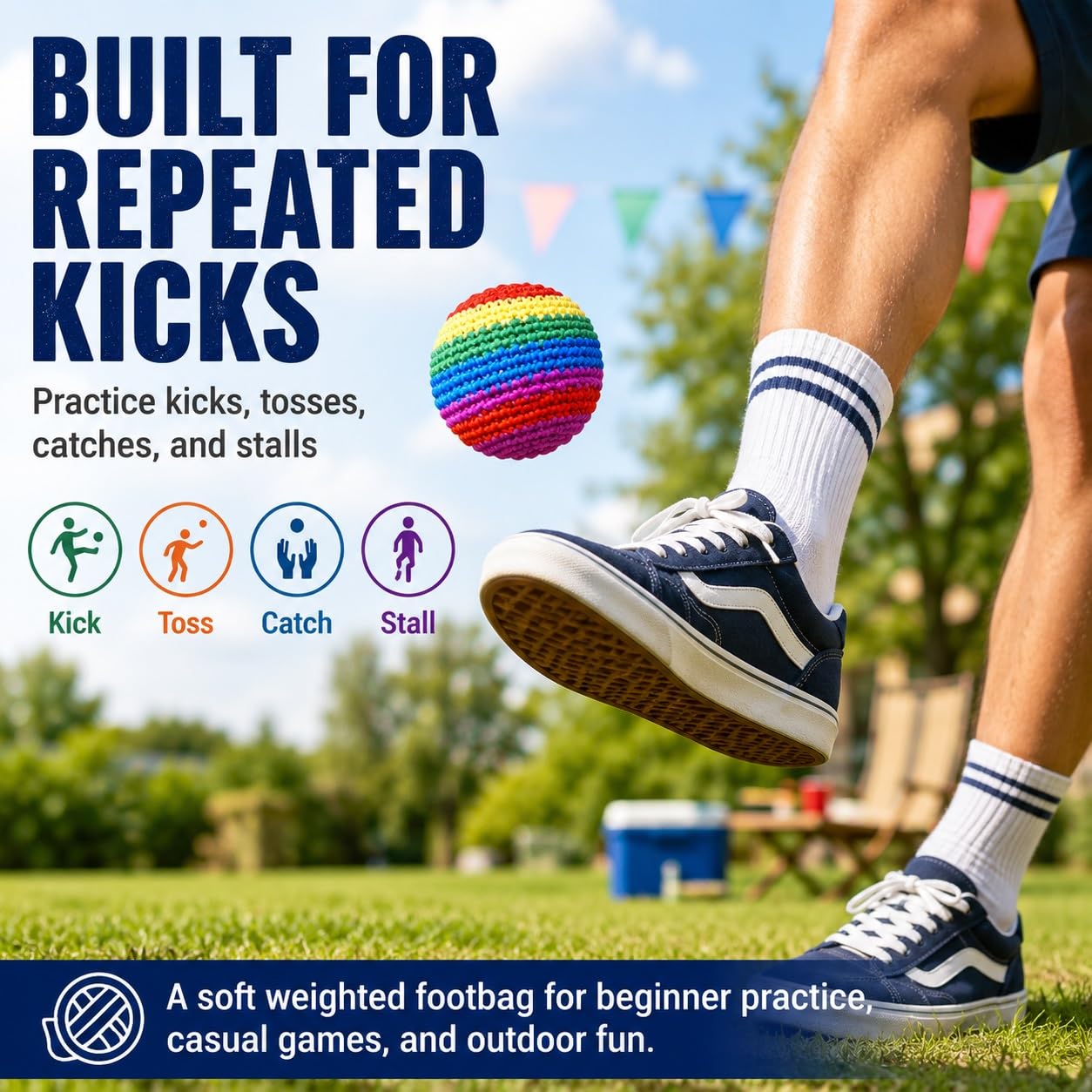 Generisch Footbag mit Sandfüllung, verstärkte Nähte, weicher Kickball für Erwachsene, Indoor Outdoor Fußtechnik Training