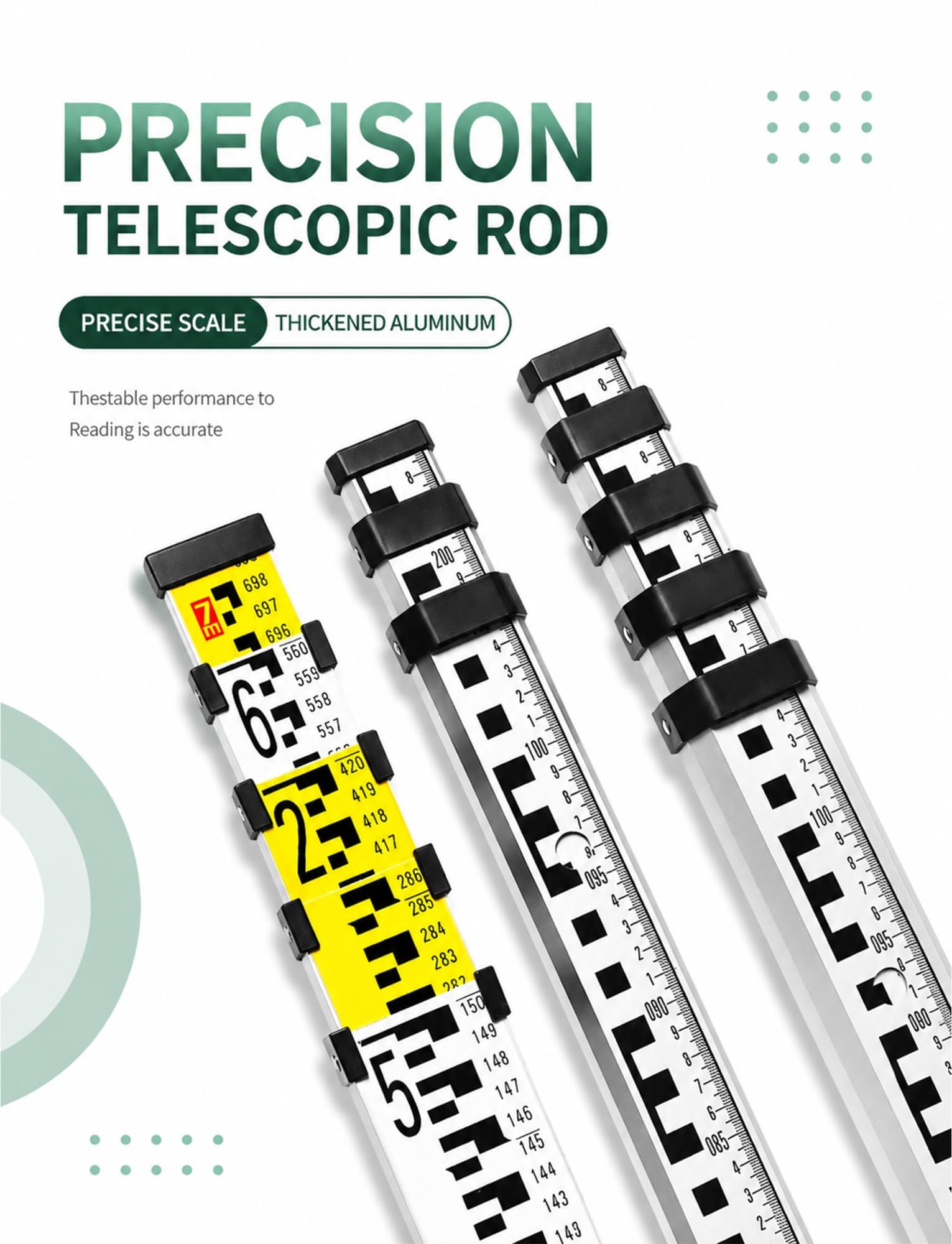 Asta telescopica alluminio 3/5/7 m livellamento e rilevamento topografico
