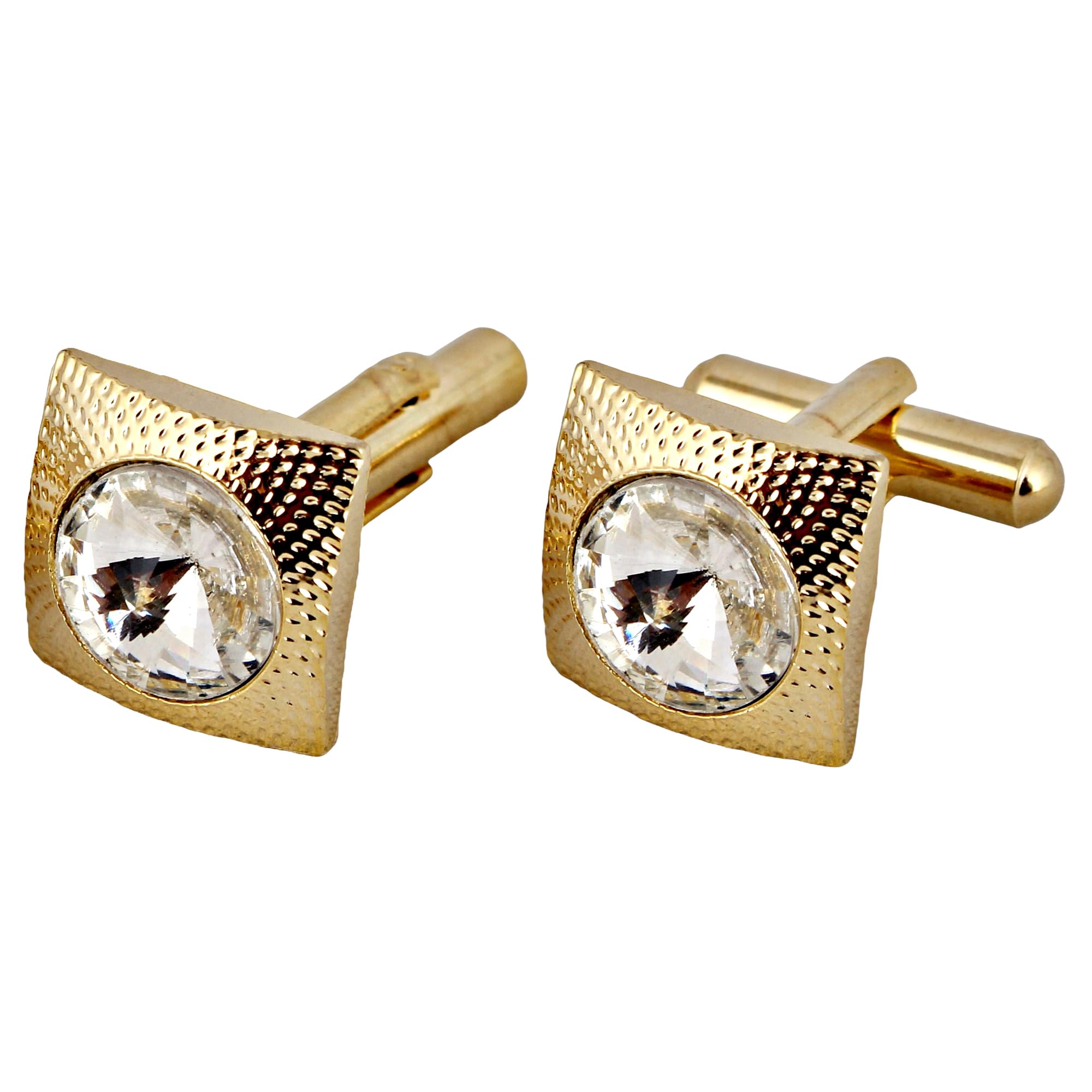 lucky jewellery Unique Men Jewelry White Color Stone Gold Plated Sleeve Button Formal Cuff Button Wedding Shirt Button, Suit, Blazer Cufflinks Pair Gift Set For Men (257-M4C4-R4759)-picture-30