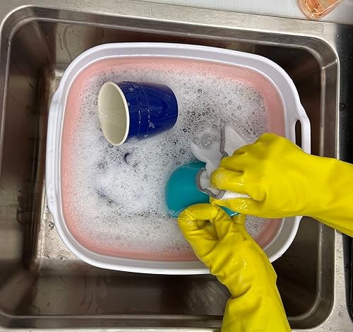 Miniatura 6 de SAMMART Sartén plegable de 7.5 L (2 galones) con tapón de drenaje, lavabo de lavado plegable, tina portátil para lavar platos, ahorro de espacio y