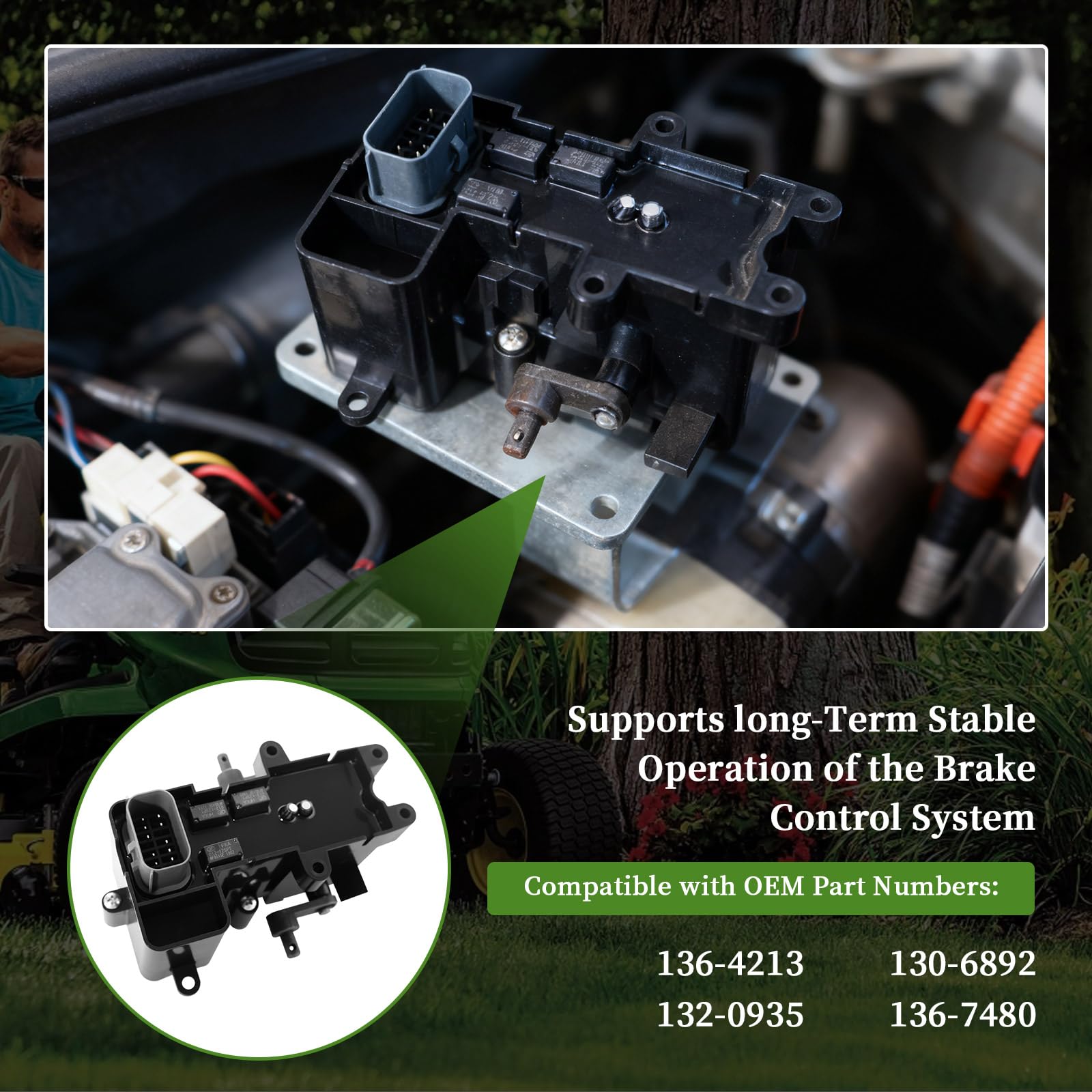 Módulo de control de freno 136-4213 compatible con cortacésped Toro serie E Quest y S-Series Quest, OE 136-4213, 130-6892, 132-0935, 136-7480