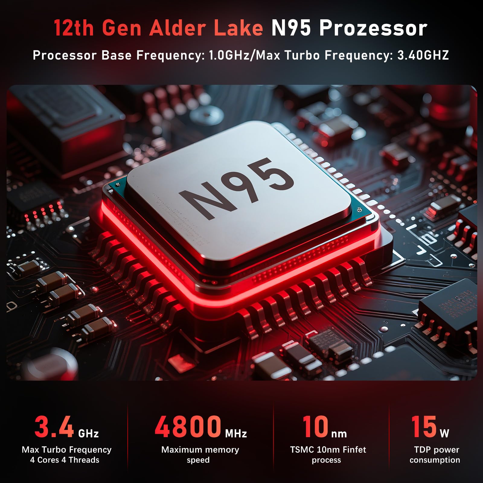 NAIKLULU Mini PC Win 11 Pro N95 (da 1,0 a 3,4 GHz),16 GB RAM 512 GB SSD Computer Mini PC Desktop 2025, Micro Desktop Supporta schermi 4K, PD/Tipo-C/USB 3.2/RJ45(Gigabit Ethernet)