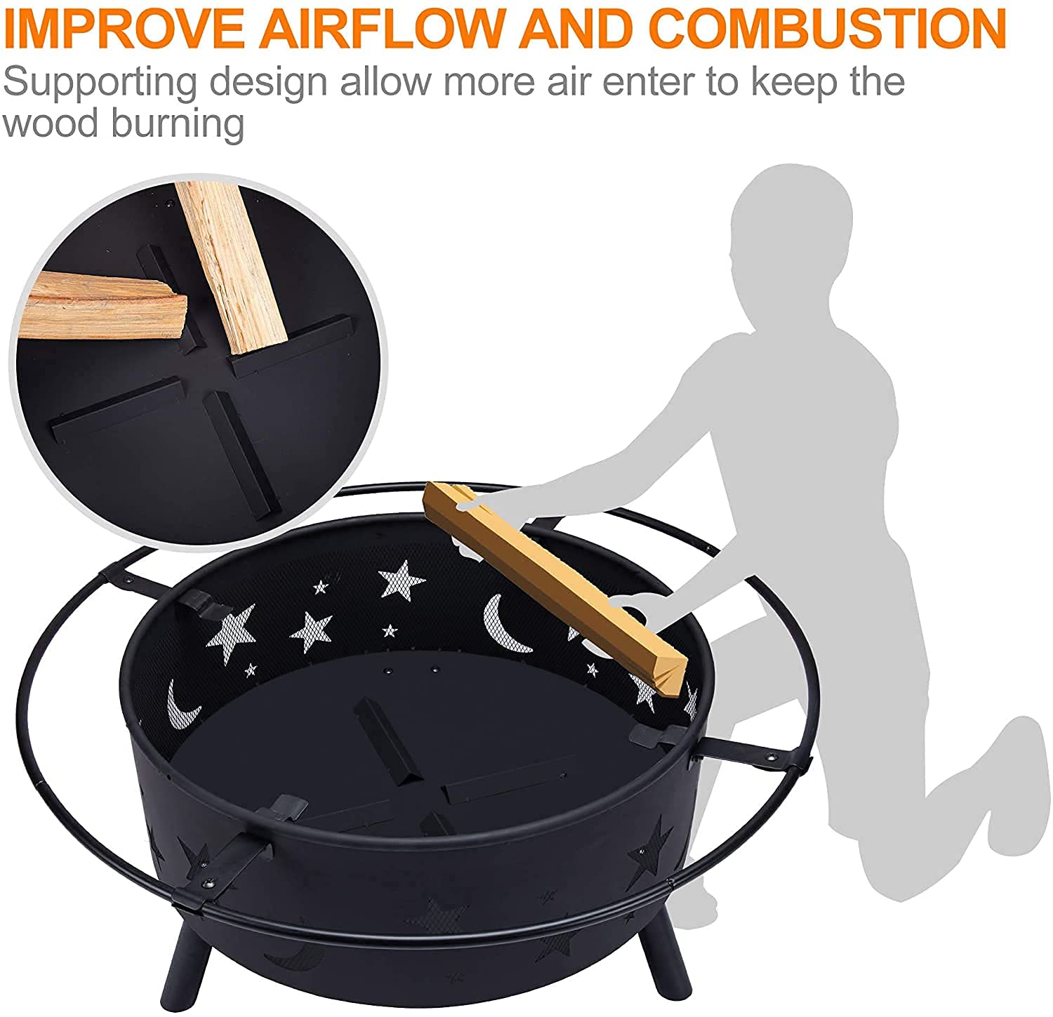 Stufa da Esterno Stufa a pozzo da Giardino Portatile da Giardino Patio Bruciatore a Legna BBQ Braciere da Campeggio Stufa Stufa a Carbone Forno a Legna