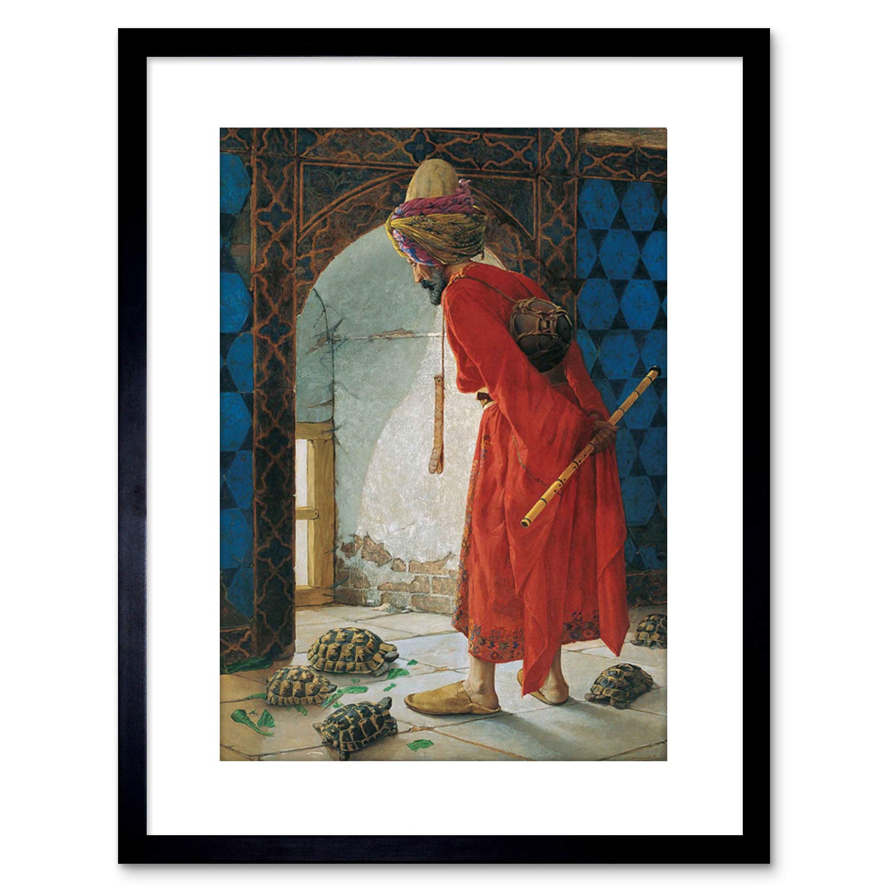 Wee Blue Coo PAINTING OSMAN HAMDI BEY TORTOISE TRAINER OLD MASTER FRAMED PRINT F97X4376