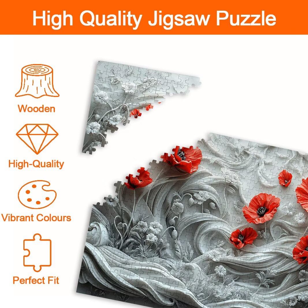 Puzzle 2000 Pezzi, Puzzle Papavero, Misura: 100x71cm, Regalo Donna -8741
