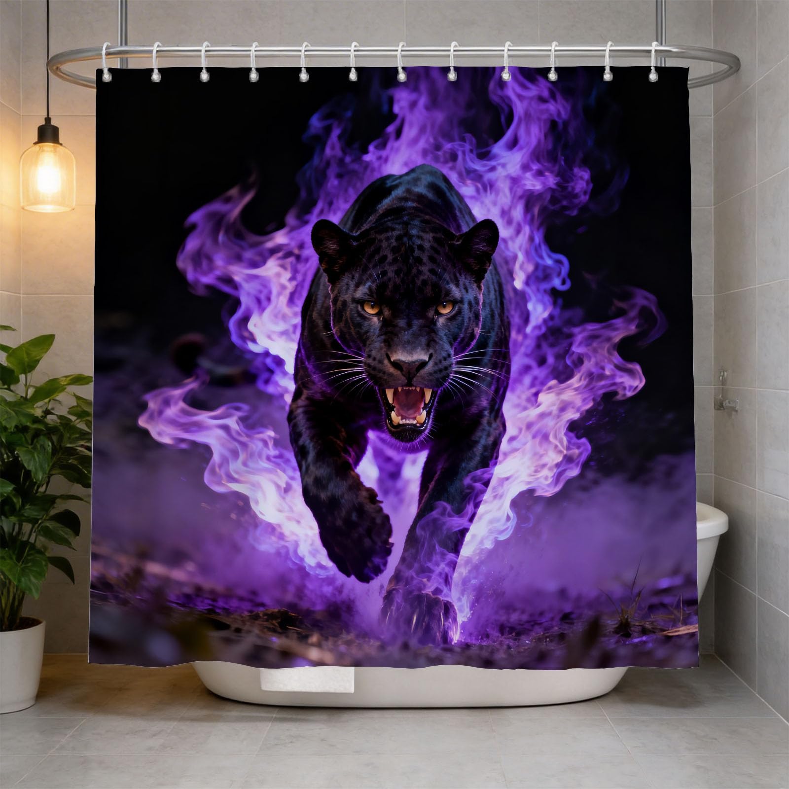 Hongduo 3D Cheetah Leopard Shower Curtain for Stalls Bathtubs Wildlife Bathroom Decor Shower Curtain Set Polyester Fabric Waterproof 200x200cm/79X79 Inch with Hooks