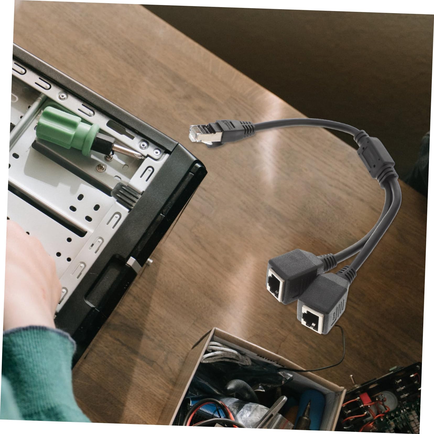 Gadpiparty Multi-Device Ethernet Access 1pc Splitter Cable 1 Male to 2 Female Extends Network to Different Rooms