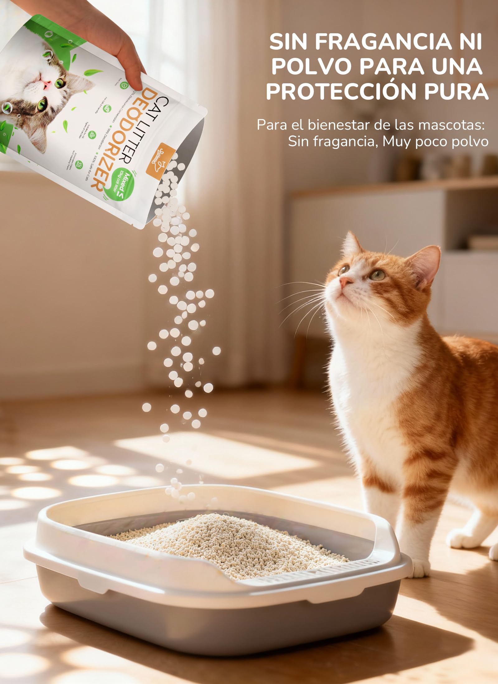 Desodorante para Arena para Gatos, Eliminador de Olores Natural Aop para Arena para Gatos, Contra los Malos Olores de la Arena de Gatos - Prolonga la Vida útil de la Arena, 3 Piezas