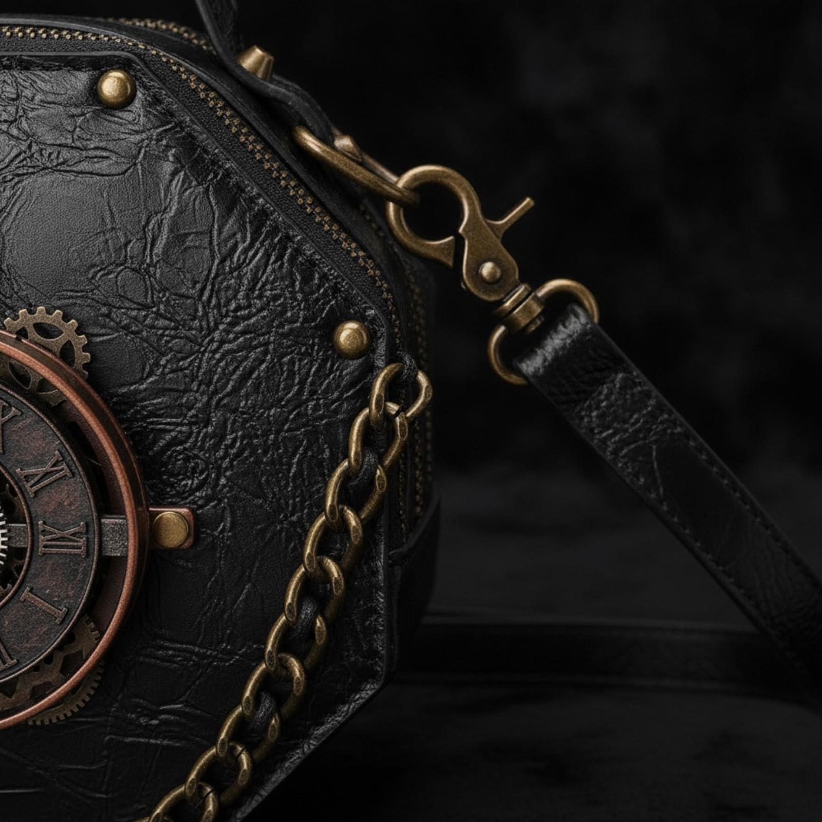 rockible Bolso Bandolera Mujer Octogonal Bolso Hombro Cartera Bolso Mano Piel Sintética con Textura Arrugada y Cadena Decorativa Cierre Seguro con Cremallera