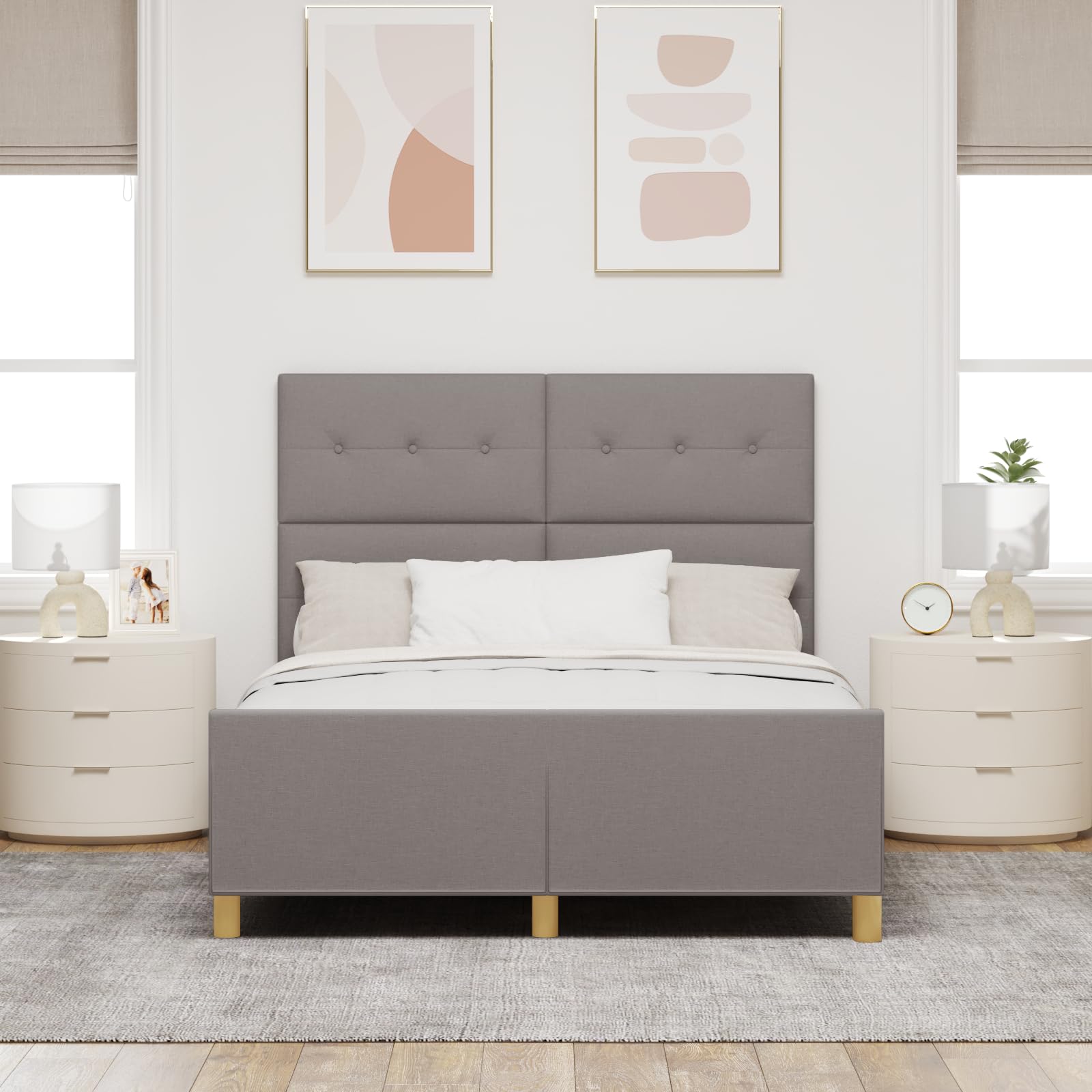 Telaio letto 160 x 200 cm, imbottito, robusto telaio in legno con testiera, mobili per camera da letto