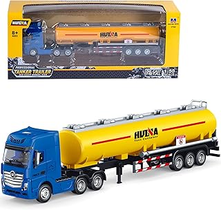 Gemini&Genius Oil Tanker Trailer Toy, Heavy Duty Realistic Look Alloy Hauler Car Toys Transport Vehicle, 1:50 Scale Diecas...