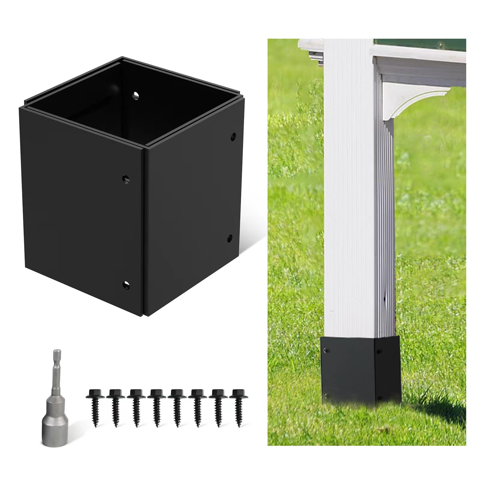 Post Base Protector Fence Post Repair Post Bracket Adjustable Heavy Duty 304 Stainless Steel Base Protector for Wooden Posts Mailboxes Deck Post Fence Post
