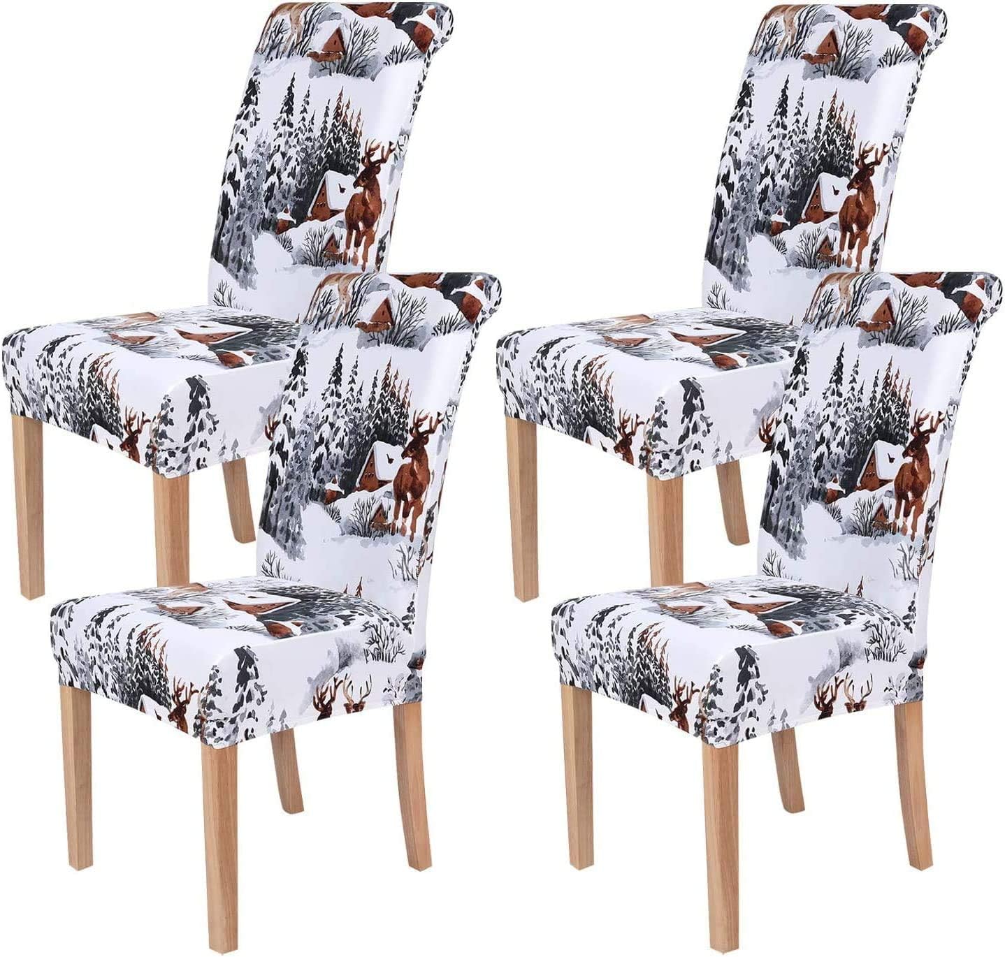 Homaxy Stretch Printed Dining Chair Covers, Spandex Removable Washable