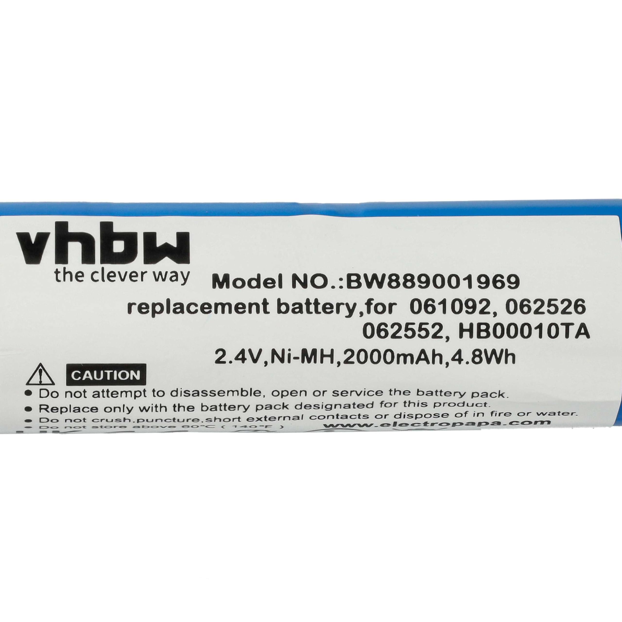 vhbw 5X Batterie Compatible avec Legrand BAEH IP66 ECO1, BAPI, Baes, URA, DBR IP66 ECO1 éclairage d'issue de Secours (2000mAh, 2,4V, NiMH)