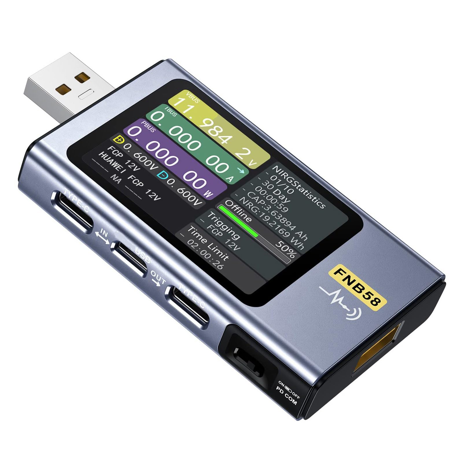 Miernik Napięcia USB Tester USB 4-28V 0-7A 0-140W Wyświetlacz LCD HD Typ C Tester Szybkiego ładowania Woltomierz-amperomierz dla PD2.0 PD3.0 QC2.0 QC3.0