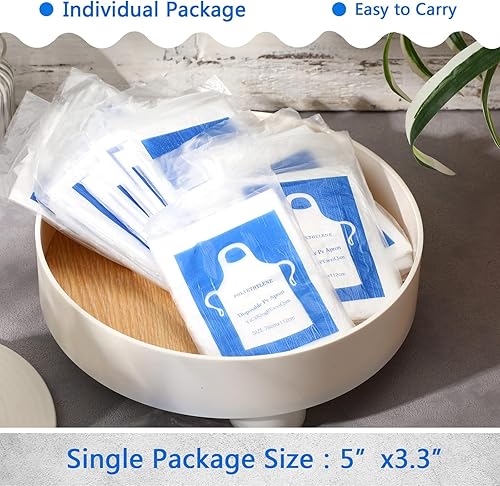 Miniatura 4 de JULMELON Delantales desechables de plástico transparente, 44 x 30 pulgadas, delantales desechables impermeables grandes para pintar, cocinar,