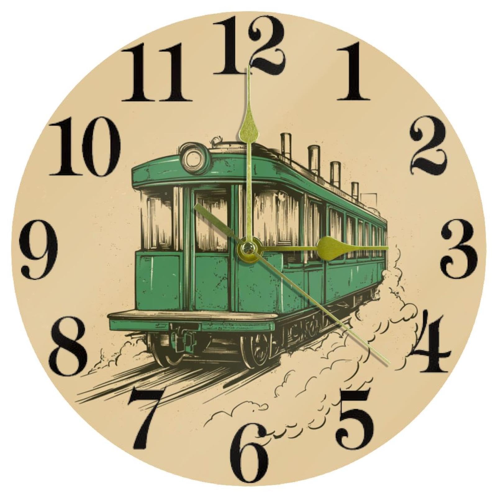 Horloge murale verte silencieuse et vintage pour décorer votre salon