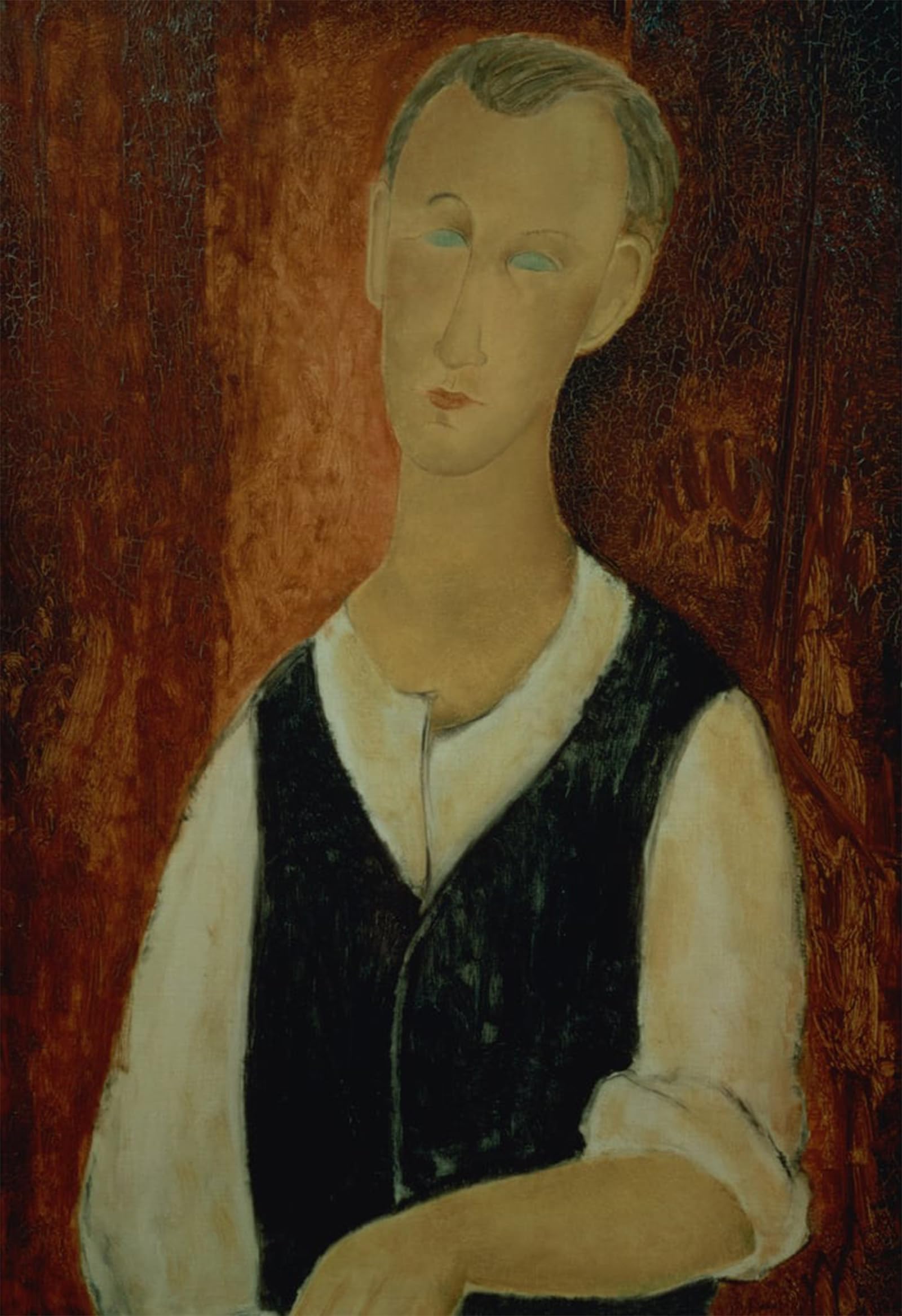 POSTERIIk Vintage Print Pop Art Landscape Artwork Young Man with a Black Waistcoat by Amedeo Modigliani Art Prints for Office Home Decor 60x90cm