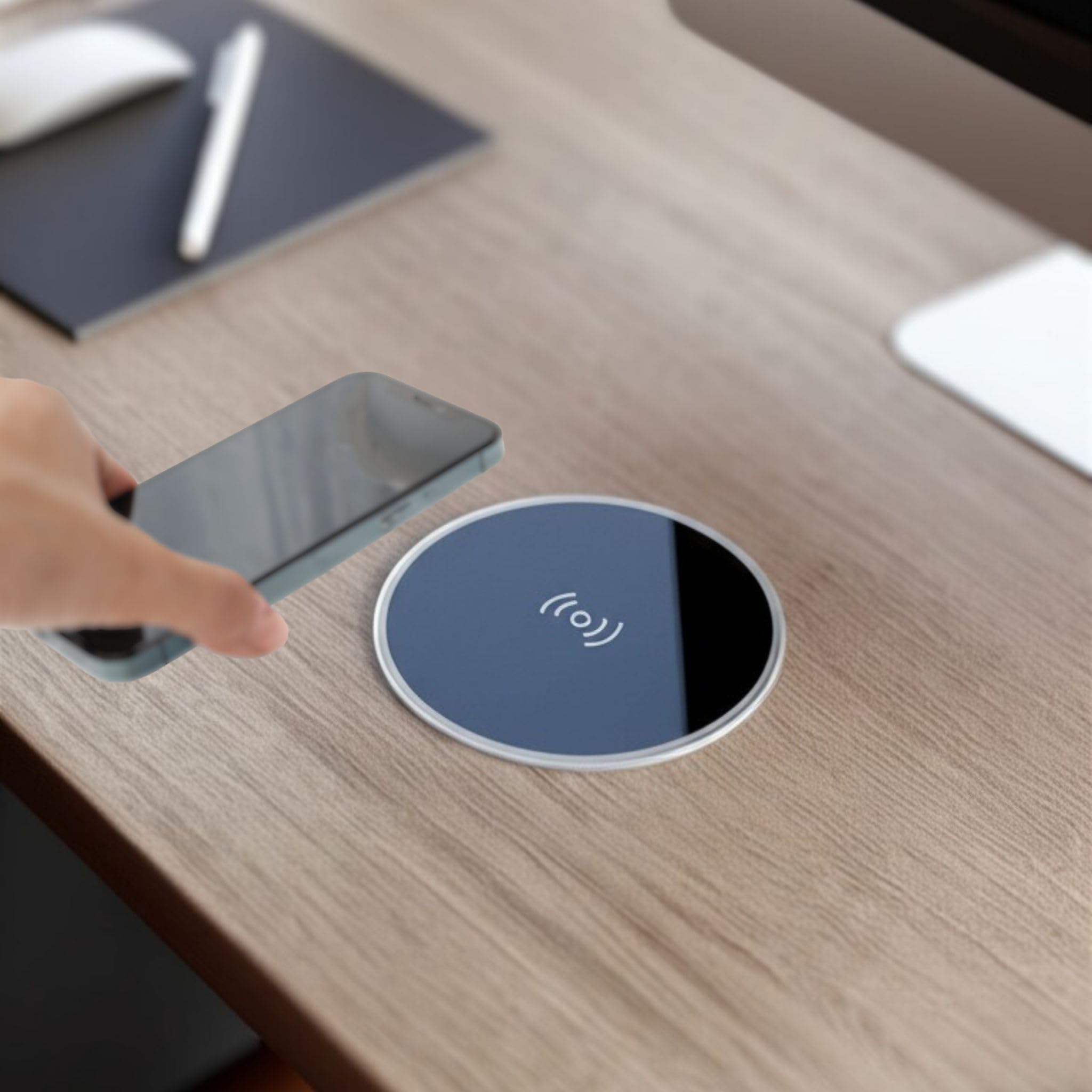 kalb | 15W Einbau drahtlos Ladegerät USB-C Ø 60mm Schnell Ladestation für Smartphones Möbel Induktion Schnellladegerät Wireless Charger Kabelloses Ladegerät