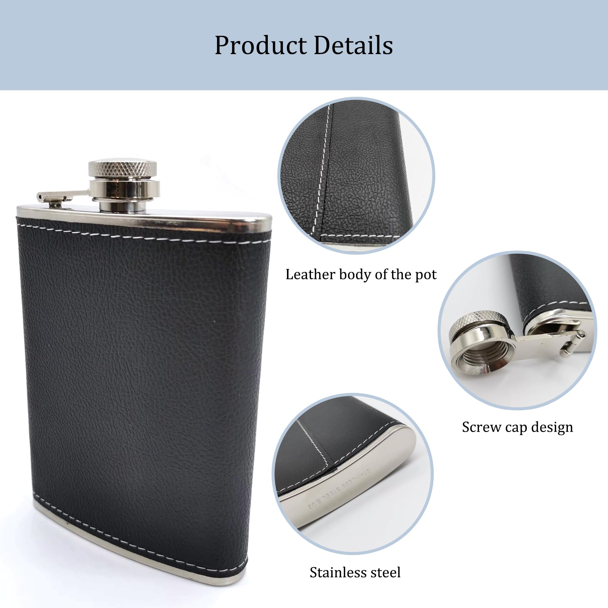 Fiaschetta In Acciaio Inox 240ml - Portatile, Per Whisky E Liquori, Ideale Per Outdoor - Foto 7