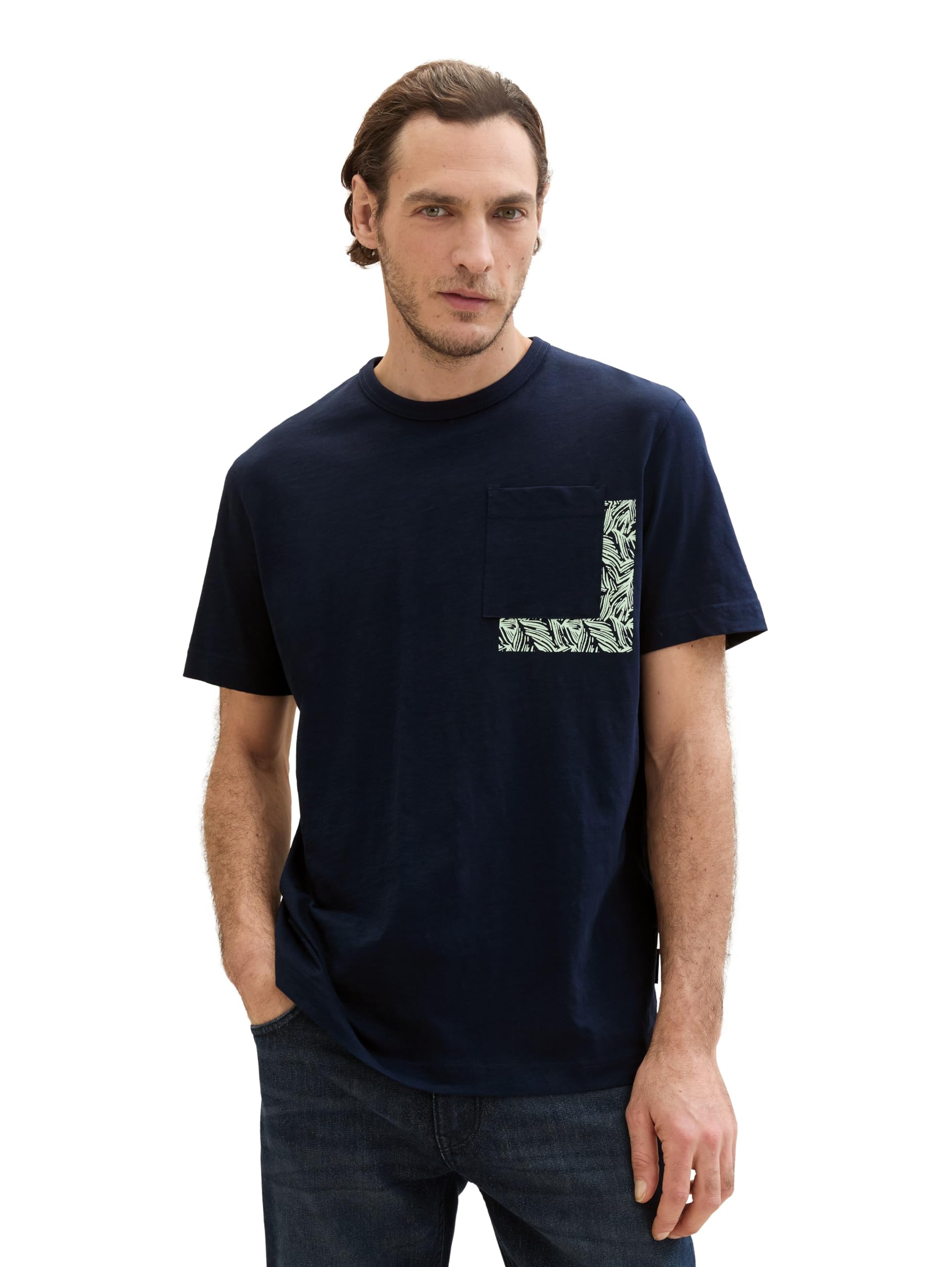 TOM TAILOR Herren Basic T-Shirt mit Brusttasche