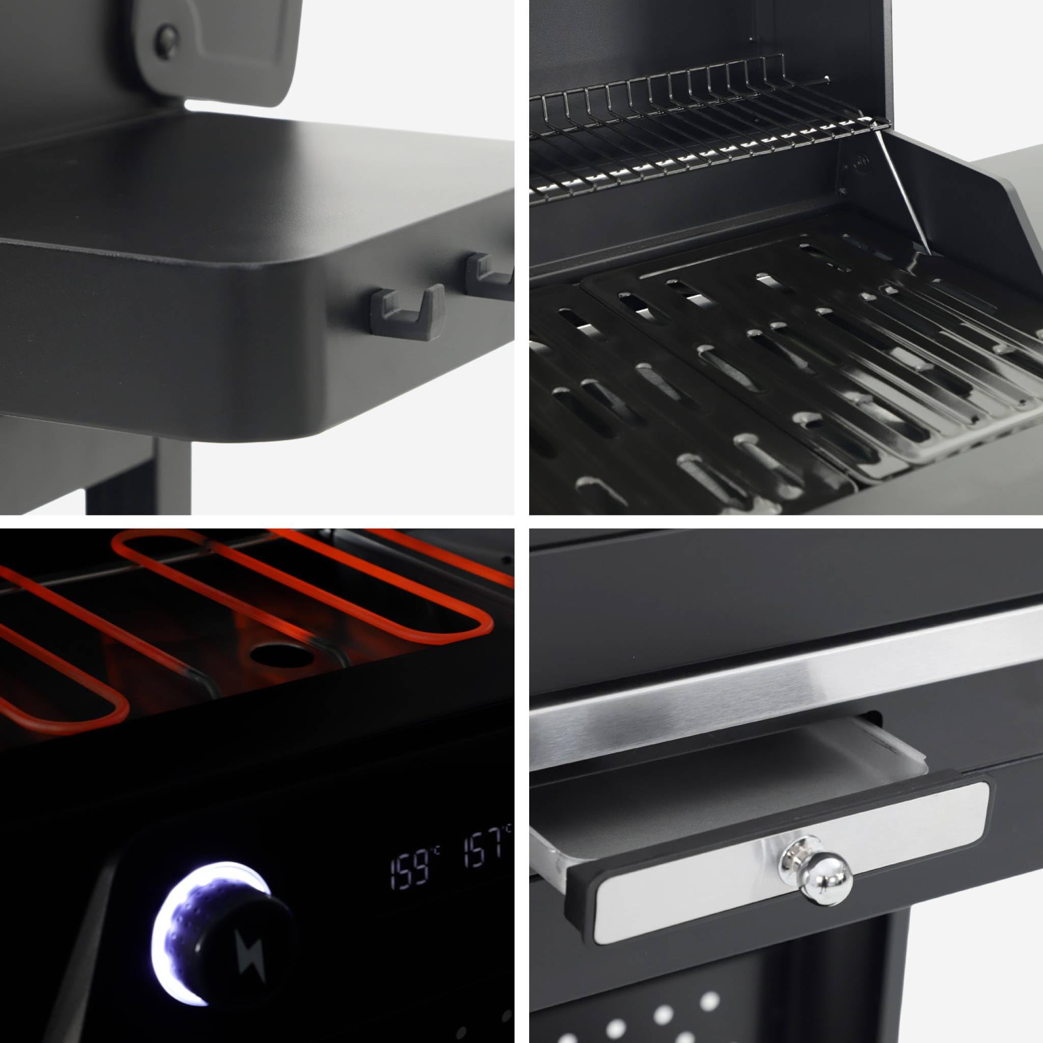 sweeek-Barbacoa eléctrica 2300 W de 2 quemadores Negro - 115.3x54x102.1 cm | Voltis