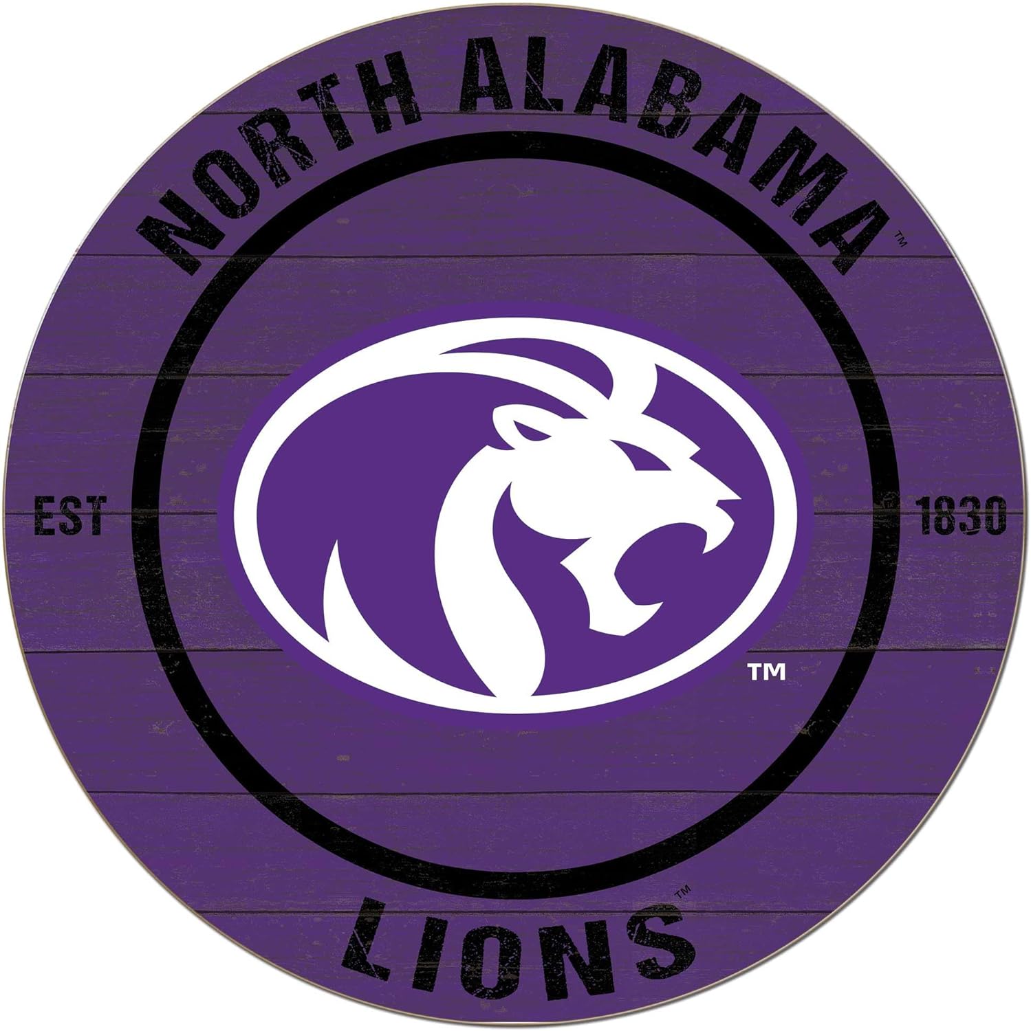 KH Sports Fan North Alabama Lions Colored Circle Sign, 20x20 Inches, Lions Decor for Dorm, Bedroom, Fan Cave, Living Room; Display Your Team Spirit with This Unique North Alabama Lions Wall Art