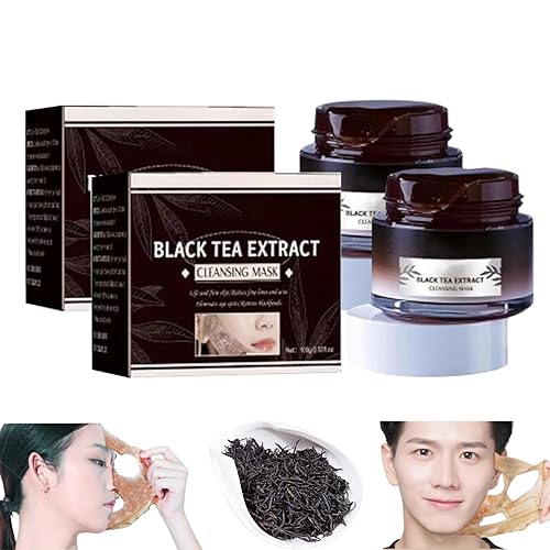 CRIVERY 2 máscaras de té negro, máscara de piel de té negro, máscara de desollado de té negro, máscara de limpieza de extracto de té negro, máscara