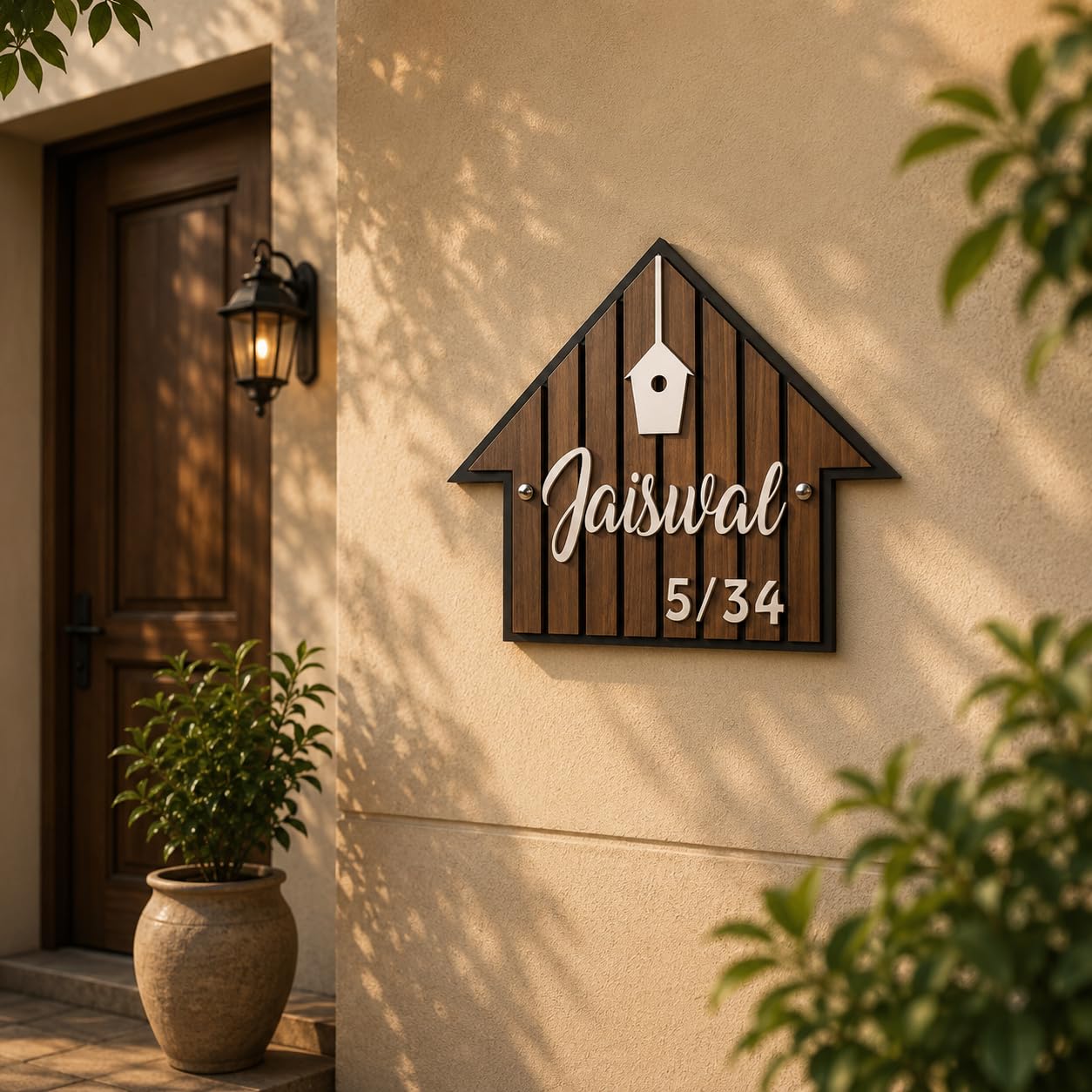 Name plate for home entrance outdoor | Name plate | Wood Personalized NamePlate with 3D Letters | Door nameplates | Custom NamePlate For Home, Office and Outdoor Entrance | 15X30 cm | Wooden | Housewarming Gifts | White Acrylic 3D Letters — Amazon image 10