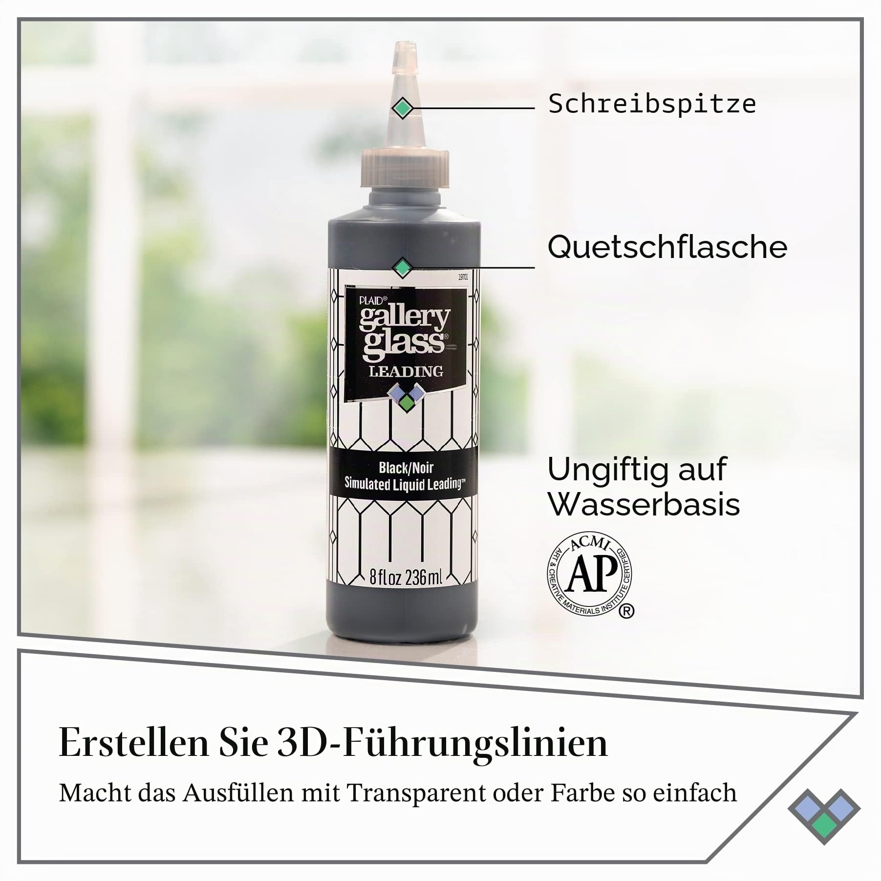 Gallery Glass, Buntglassverzierungen für Bastler, perfekt für Anfänger und Künstler, PROMOGGPW22, 236 ml, 4-teilig