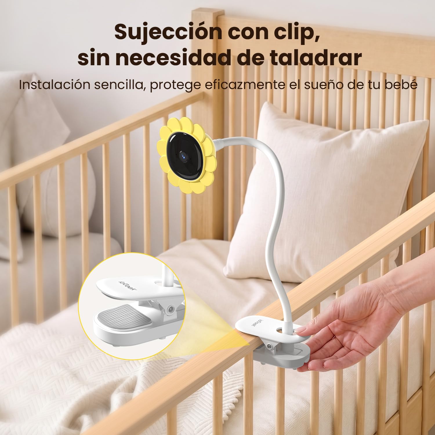 ieGeek Cámara Vigilancia Bebes con Soporte 5" 1080P, Baby Monitor con Detección Movimiento y Llanto, Audio Bidireccional, Visión Nocturna, Temperatura, Regalo Recién Nacidos