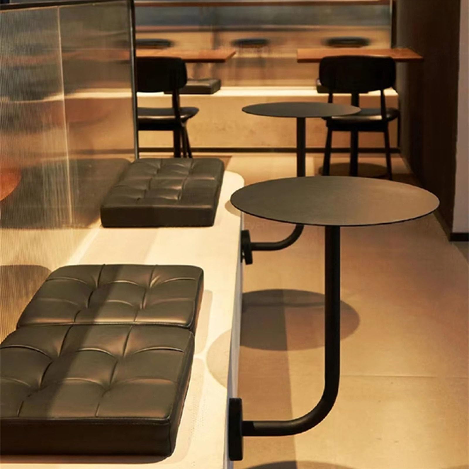 Mesa auxiliar redonda montada en la pared, soporte de metal en forma de L, mesa de bar flotante moderna para espacios pequeños, ideal para el hogar, cocina, cafetería y restaurante